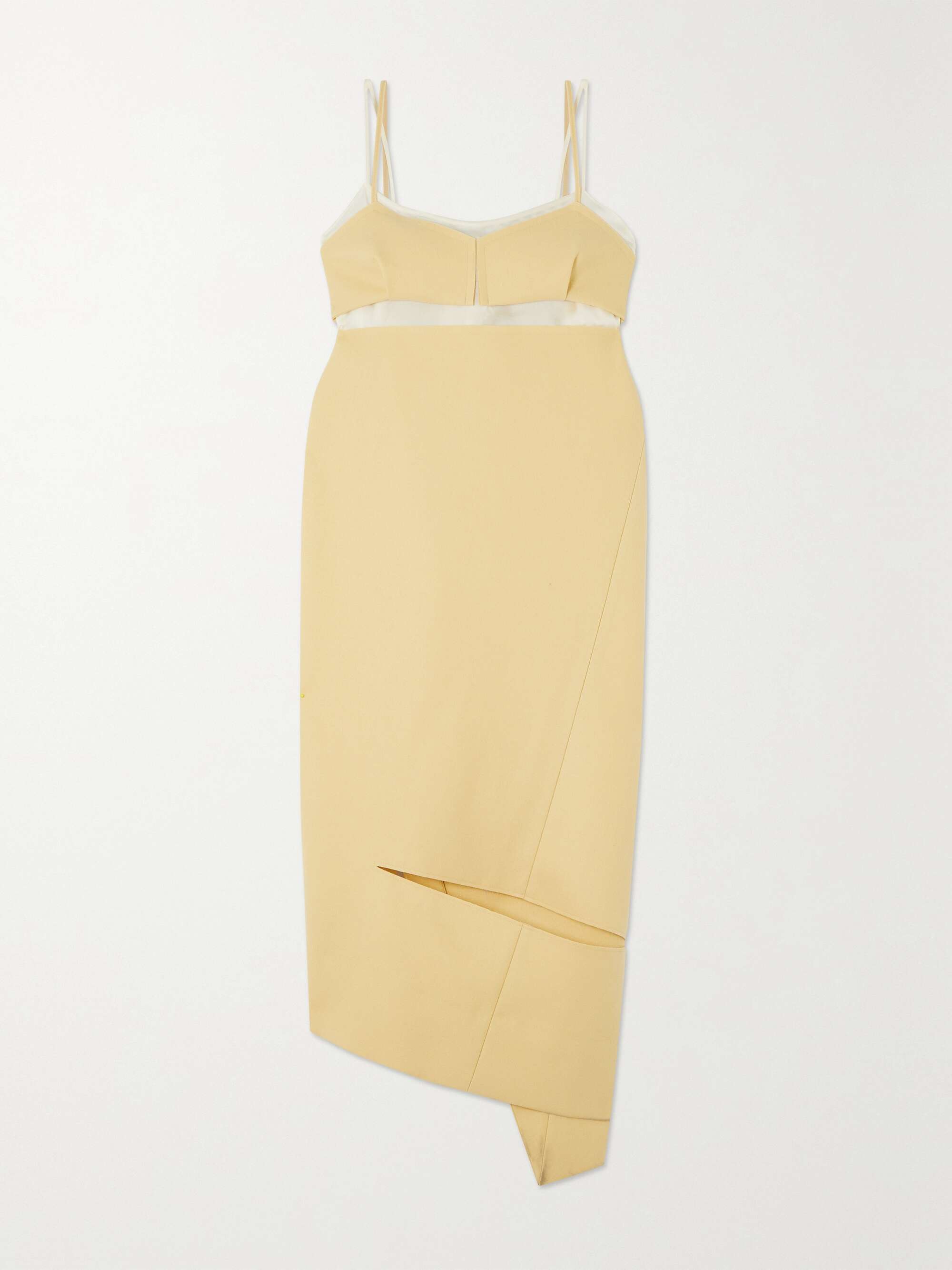 3/4 Sleeve Crepe Chiffon Peasant Midi Dress