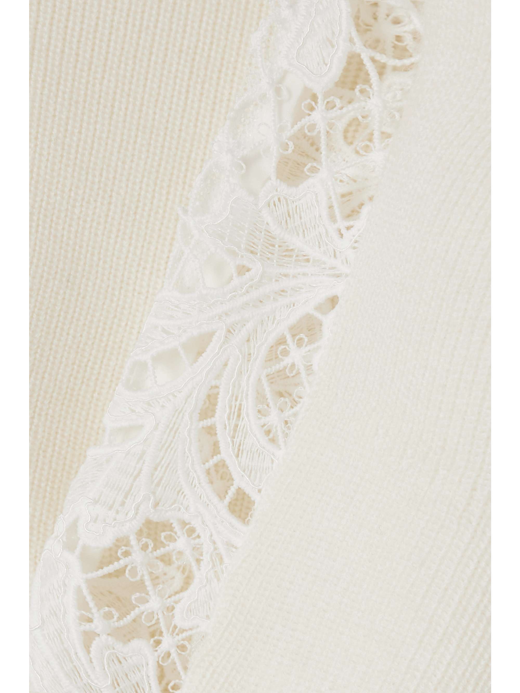 SACAI Ribbed wool and corded lace cardigan