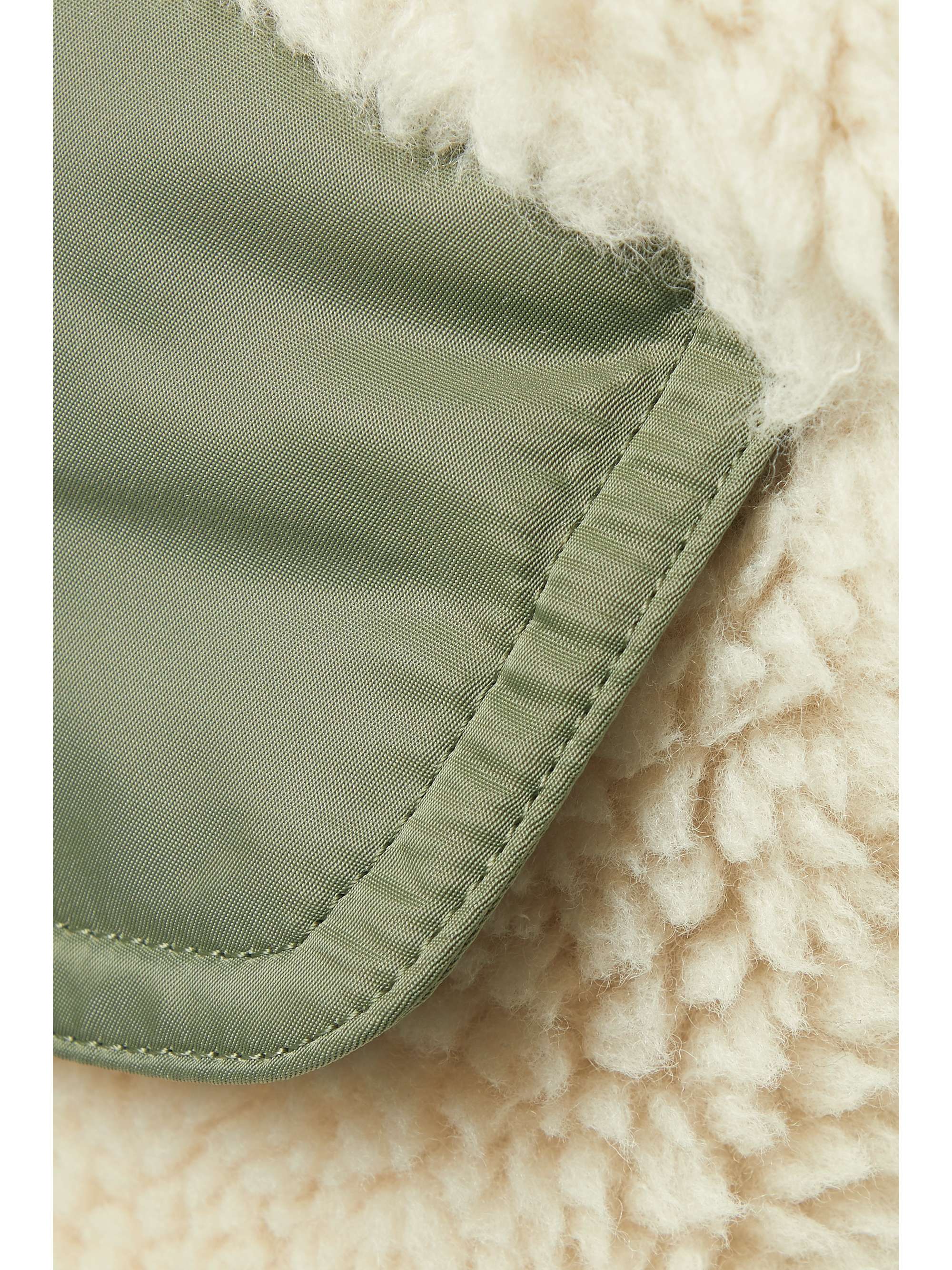 SACAI Paneled padded wool-fleece and satin jacket