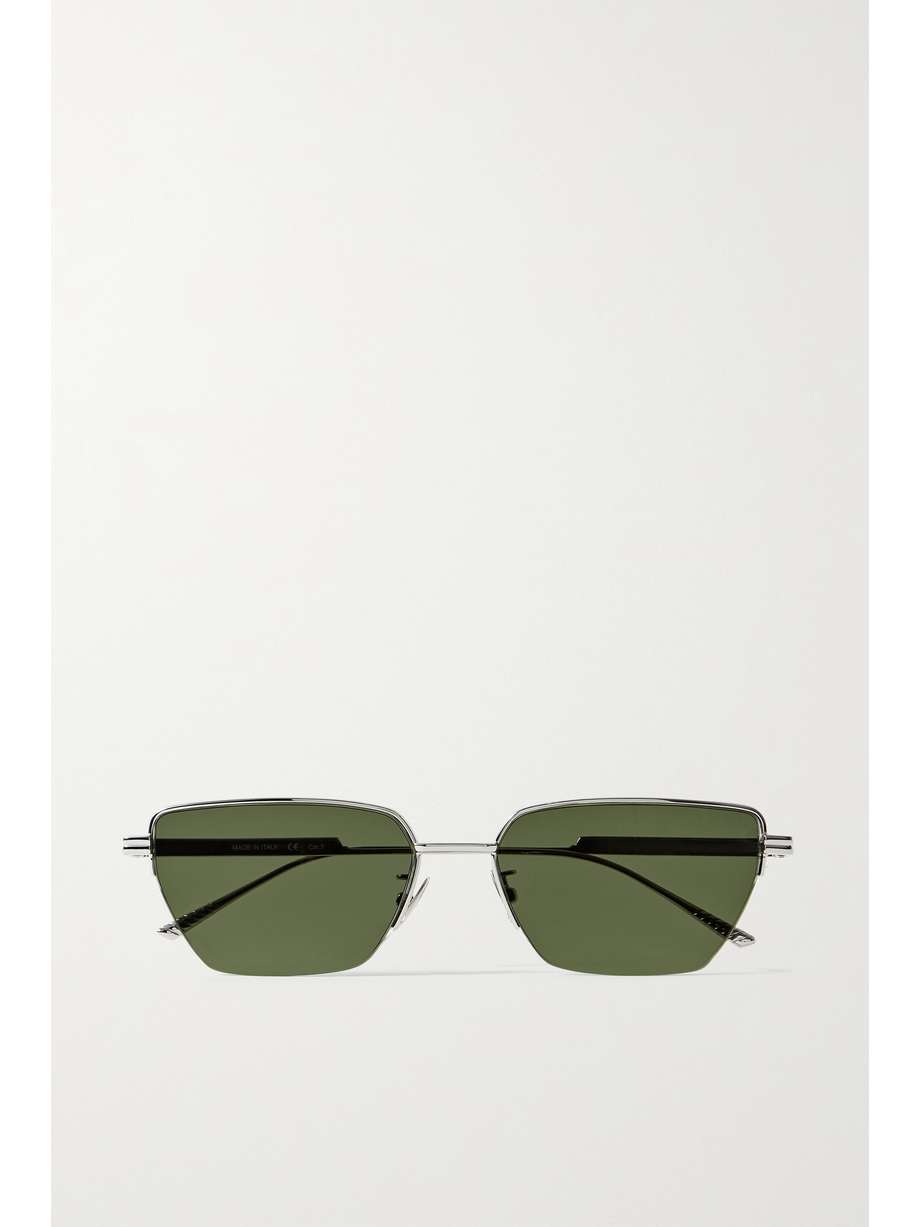 net-a-porter.com | BOTTEGA VENETA EYEWEAR Cat-eye silver-tone sunglasses