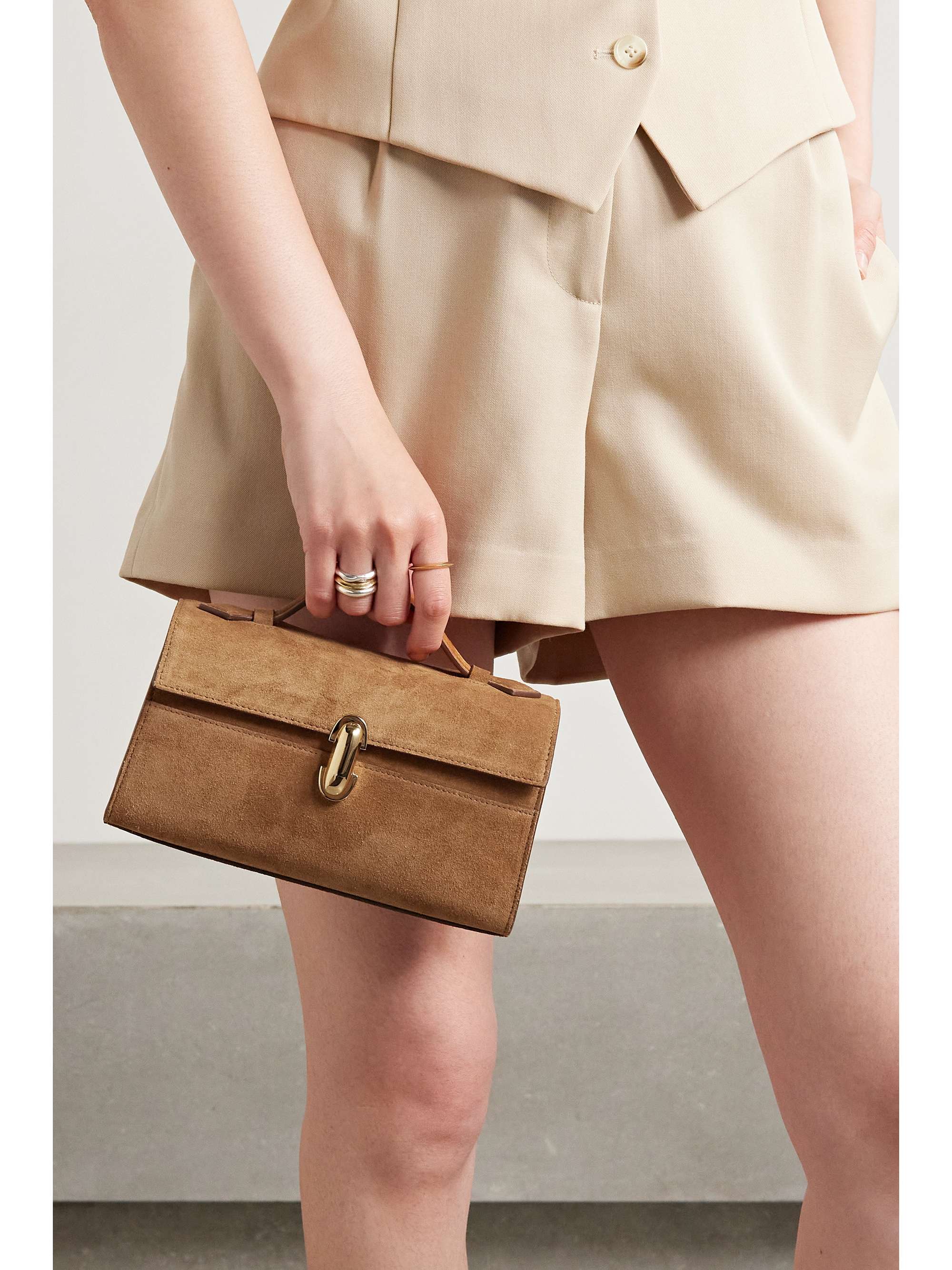 SAVETTE Symmetry Pochette suede tote
