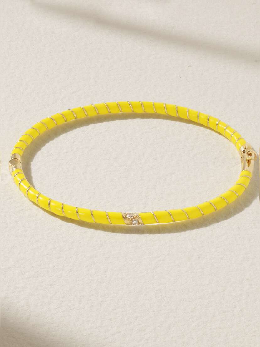 Yvonne Léon 9-karat Gold, Enamel And Diamond Bangle