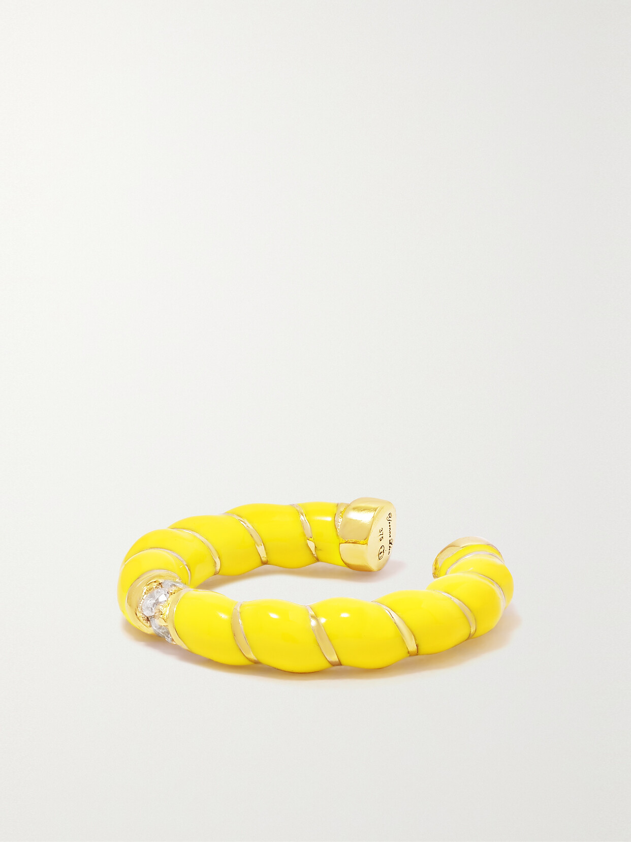 Yvonne Léon - Clip Mini Torsade 9-karat Gold, Enamel And Diamond Ear Cuff - Yellow