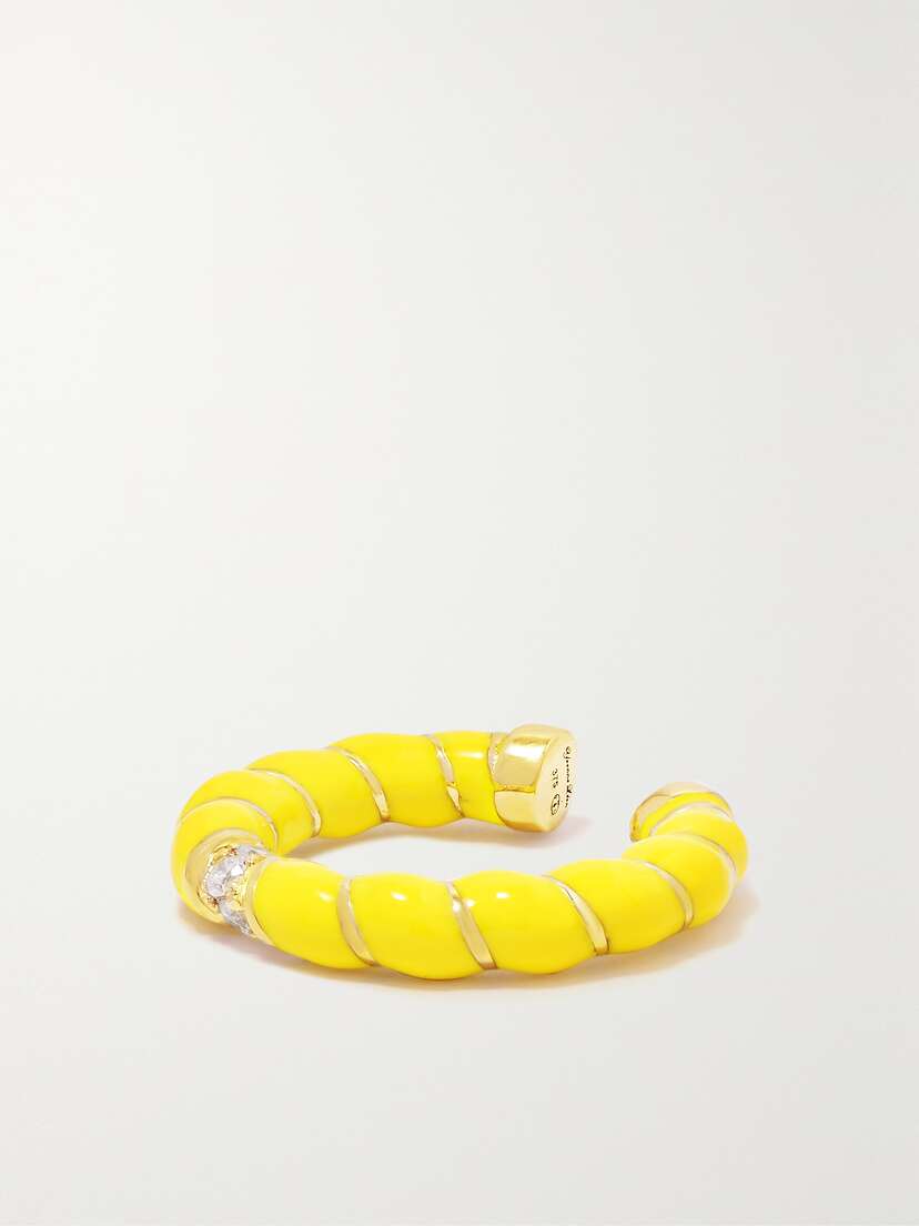 Yvonne Léon Clip Mini Torsade 9-karat Gold, Enamel And Diamond Ear Cuff