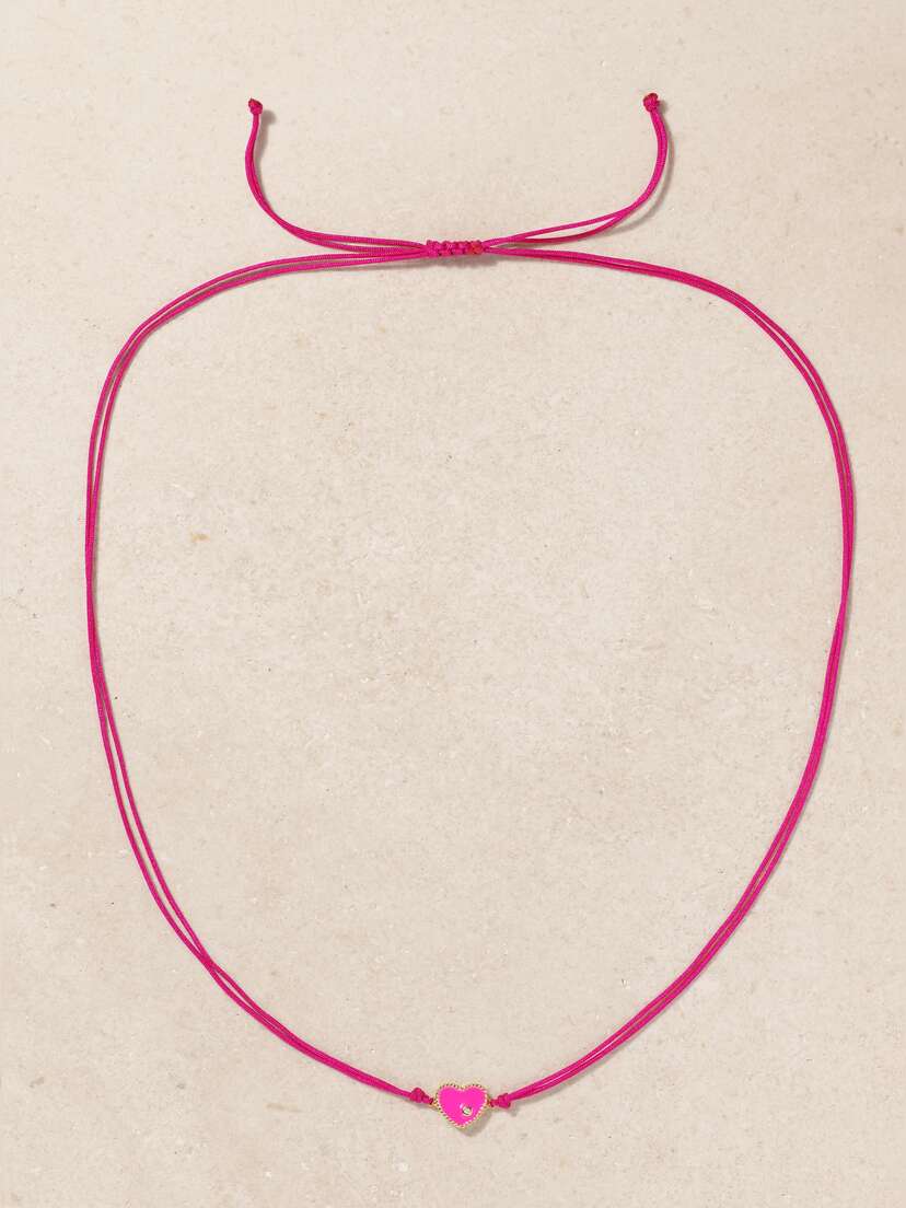 Yvonne Léon 9-karat Gold, Cord, Enamel And Diamond Necklace