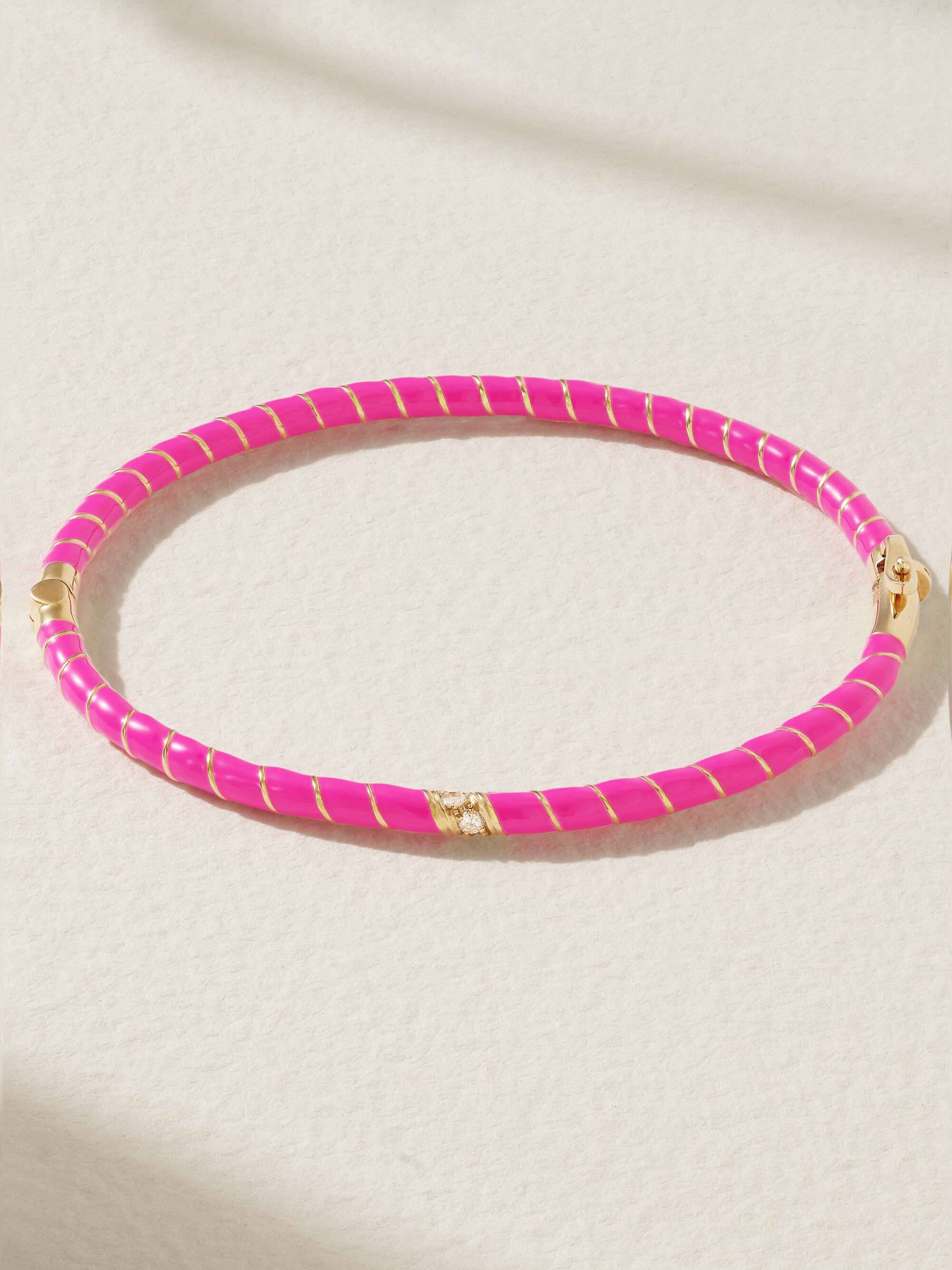 YVONNE LÉON 9-karat gold, enamel and diamond bangle | NET-A-PORTER