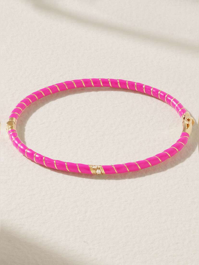 Yvonne Léon 9-karat Gold, Enamel And Diamond Bangle