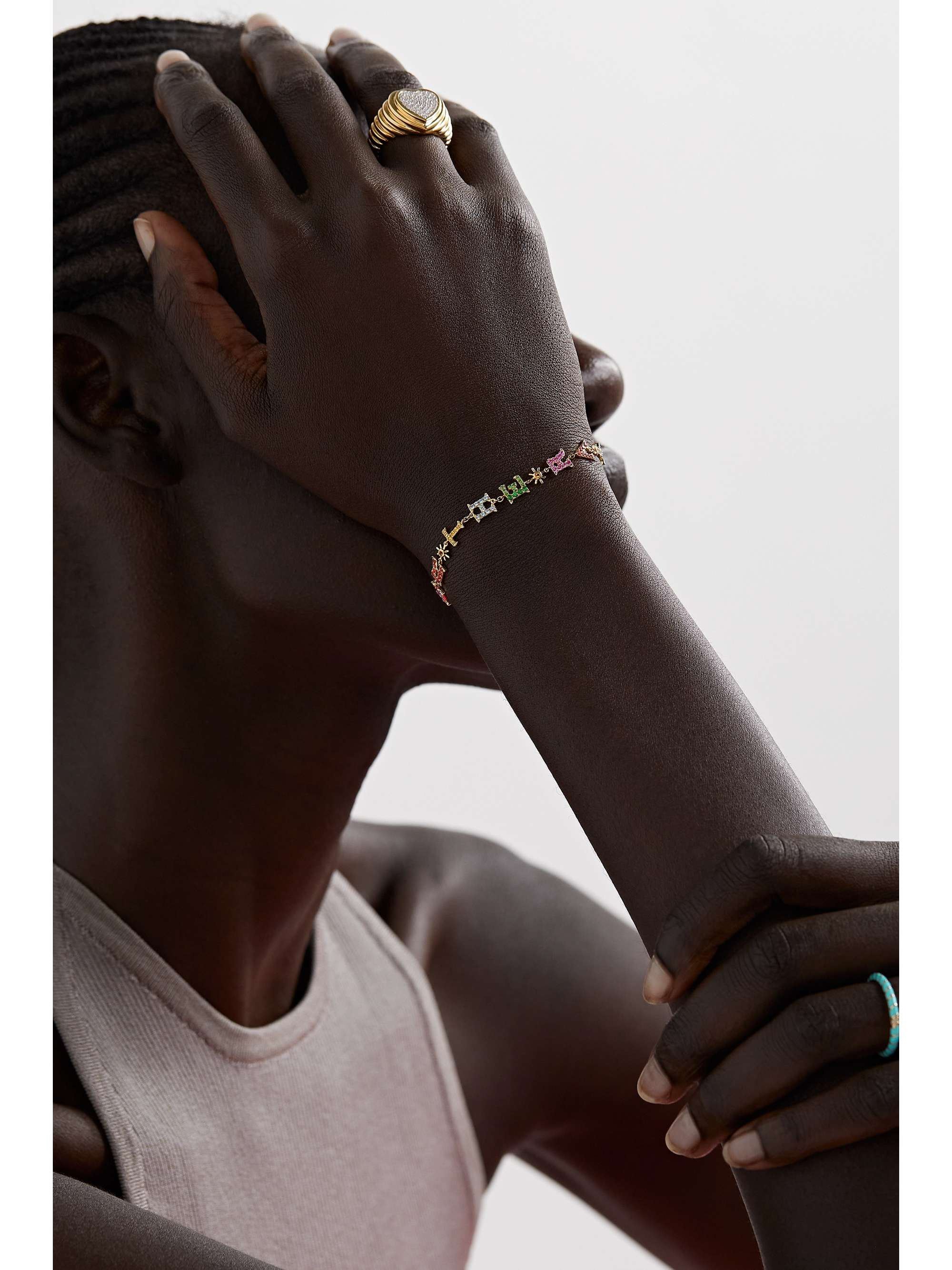 YVONNE LÉON Over the Rainbow 9-karat gold multi-stone bracelet