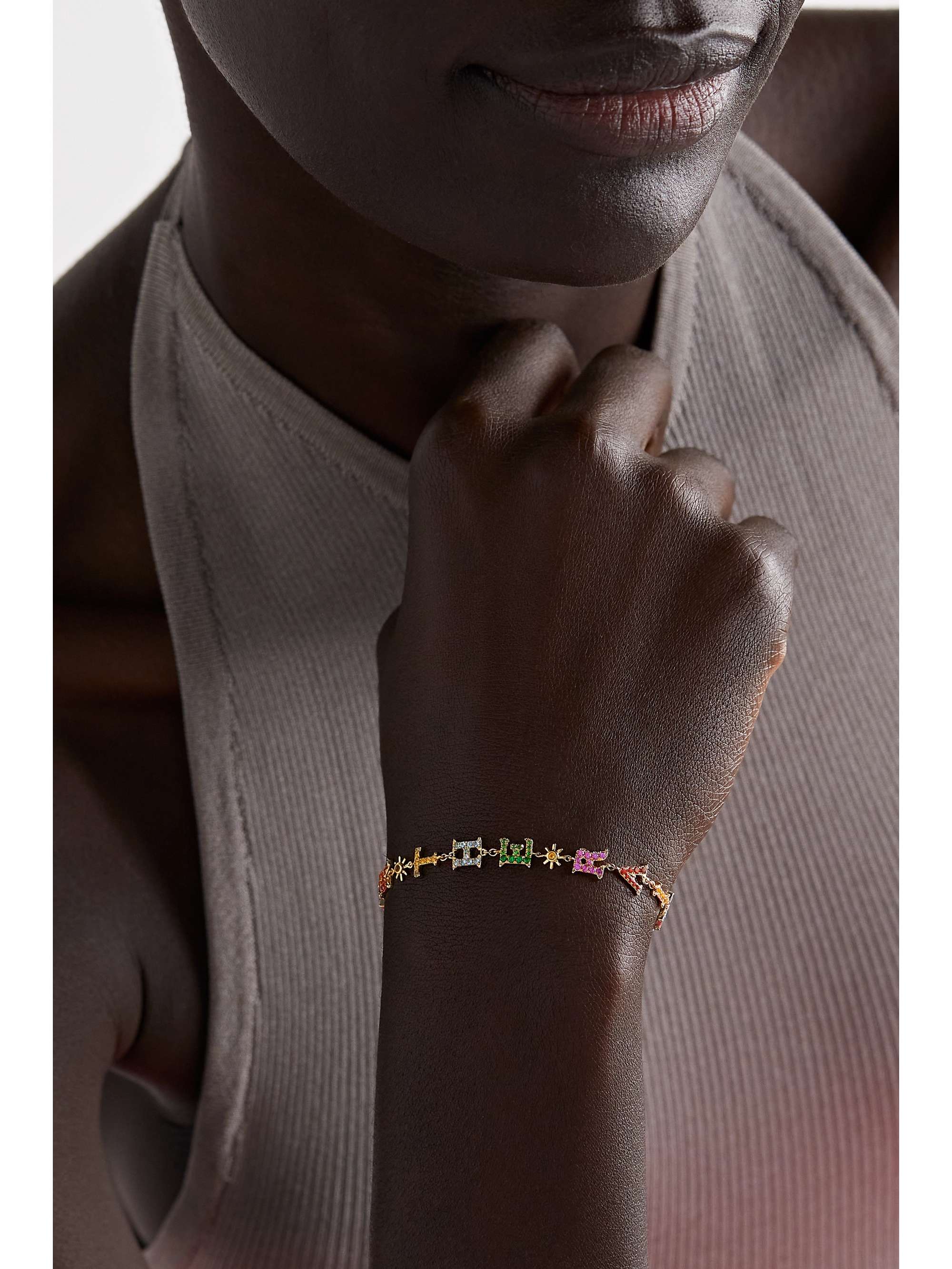 YVONNE LÉON Over the Rainbow 9-karat gold multi-stone bracelet