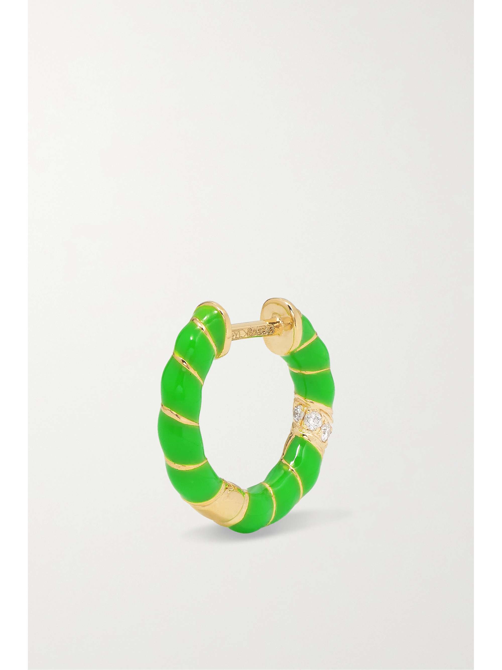YVONNE LÉON 9-karat gold, enamel and diamond hoop earrings