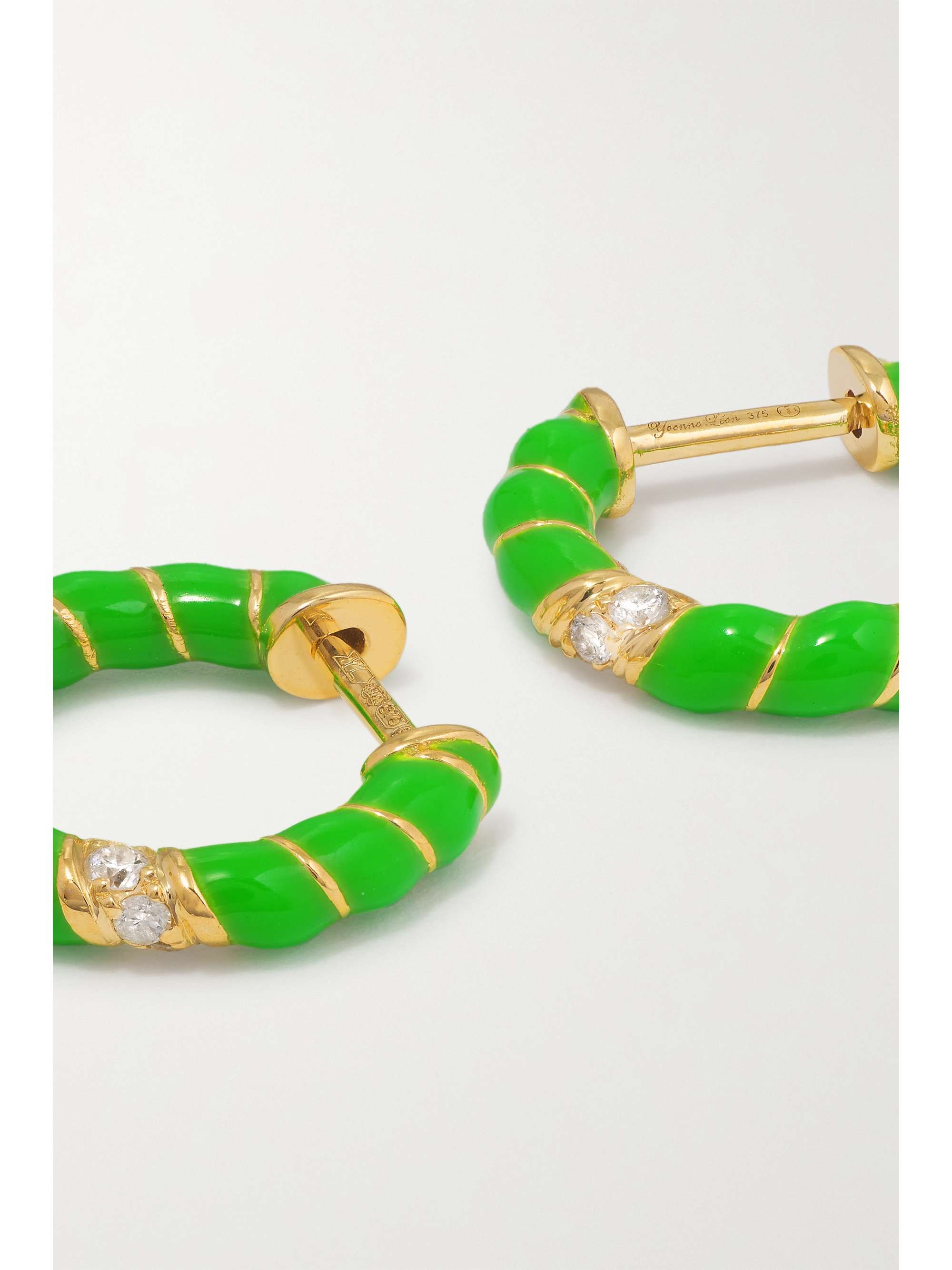 YVONNE LÉON 9-karat gold, enamel and diamond hoop earrings