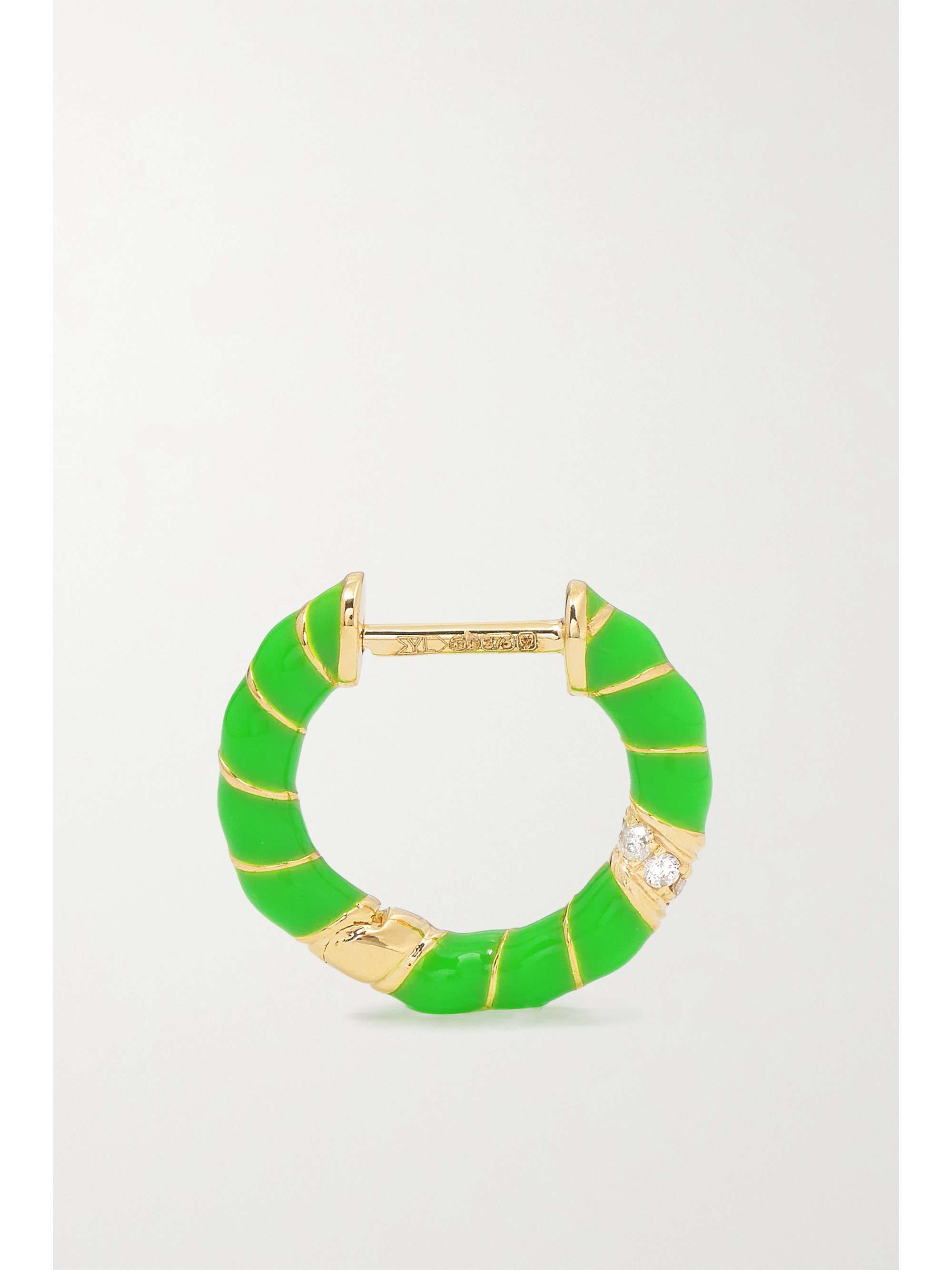 YVONNE LÉON 9-karat gold, enamel and diamond hoop earrings