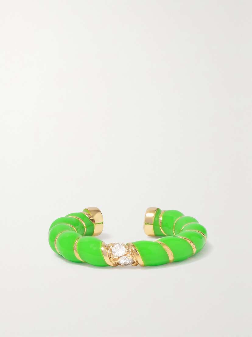 Yvonne Léon Mini Torsade 9-karat Gold, Enamel And Diamond Ear Cuff