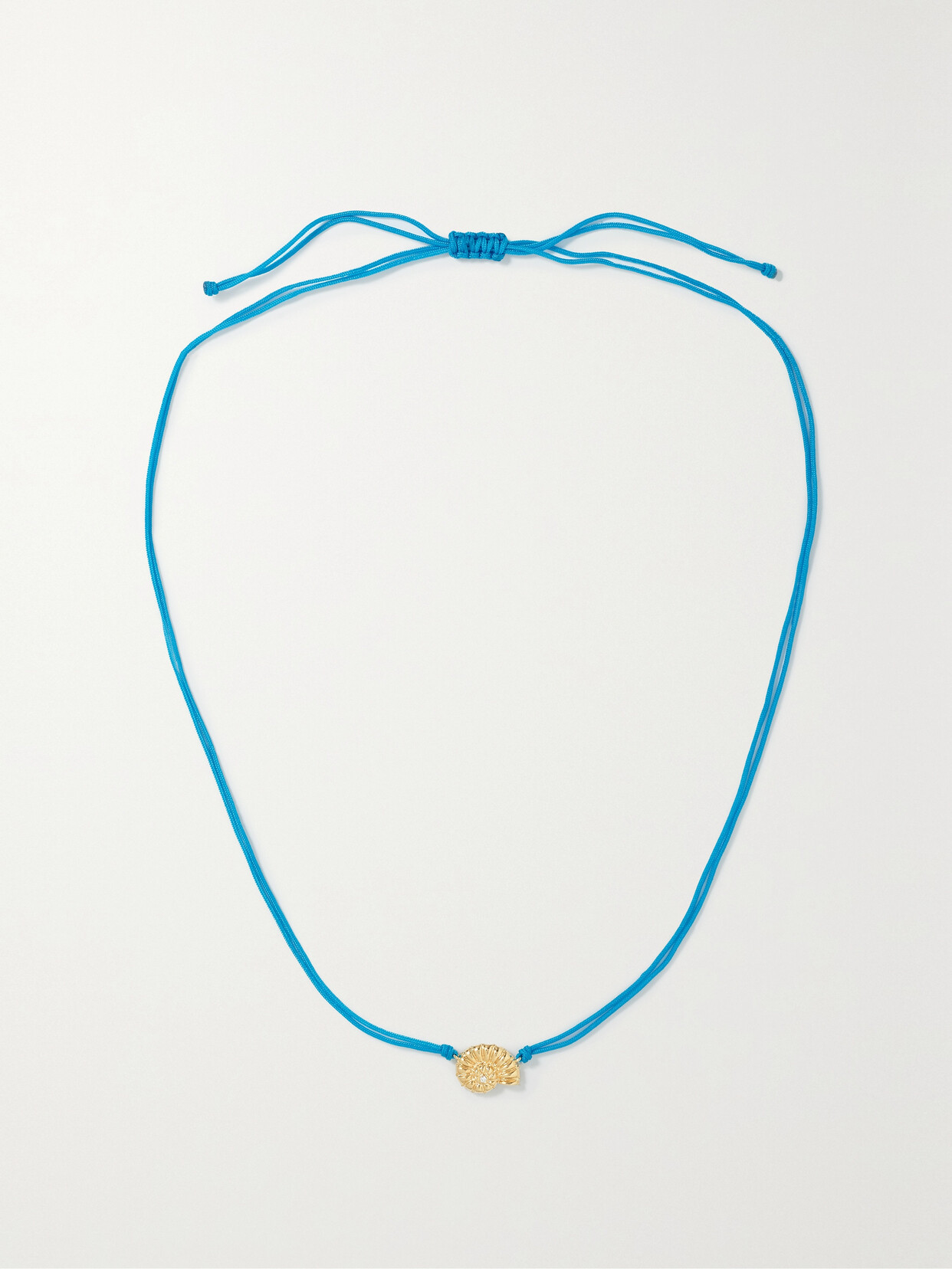 Yvonne Léon 9-karat Gold, Cotton And Diamond Necklace In Blue