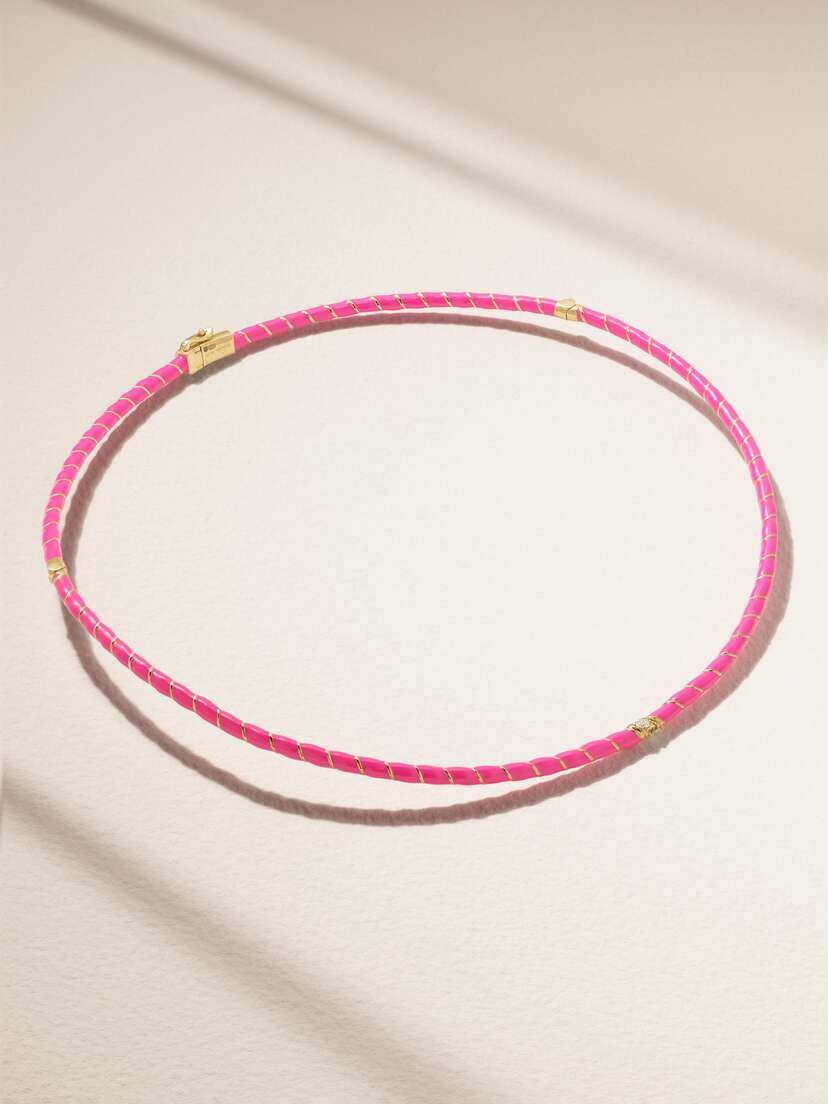 Yvonne Léon 9-karat Gold And Enamel Diamond Necklace