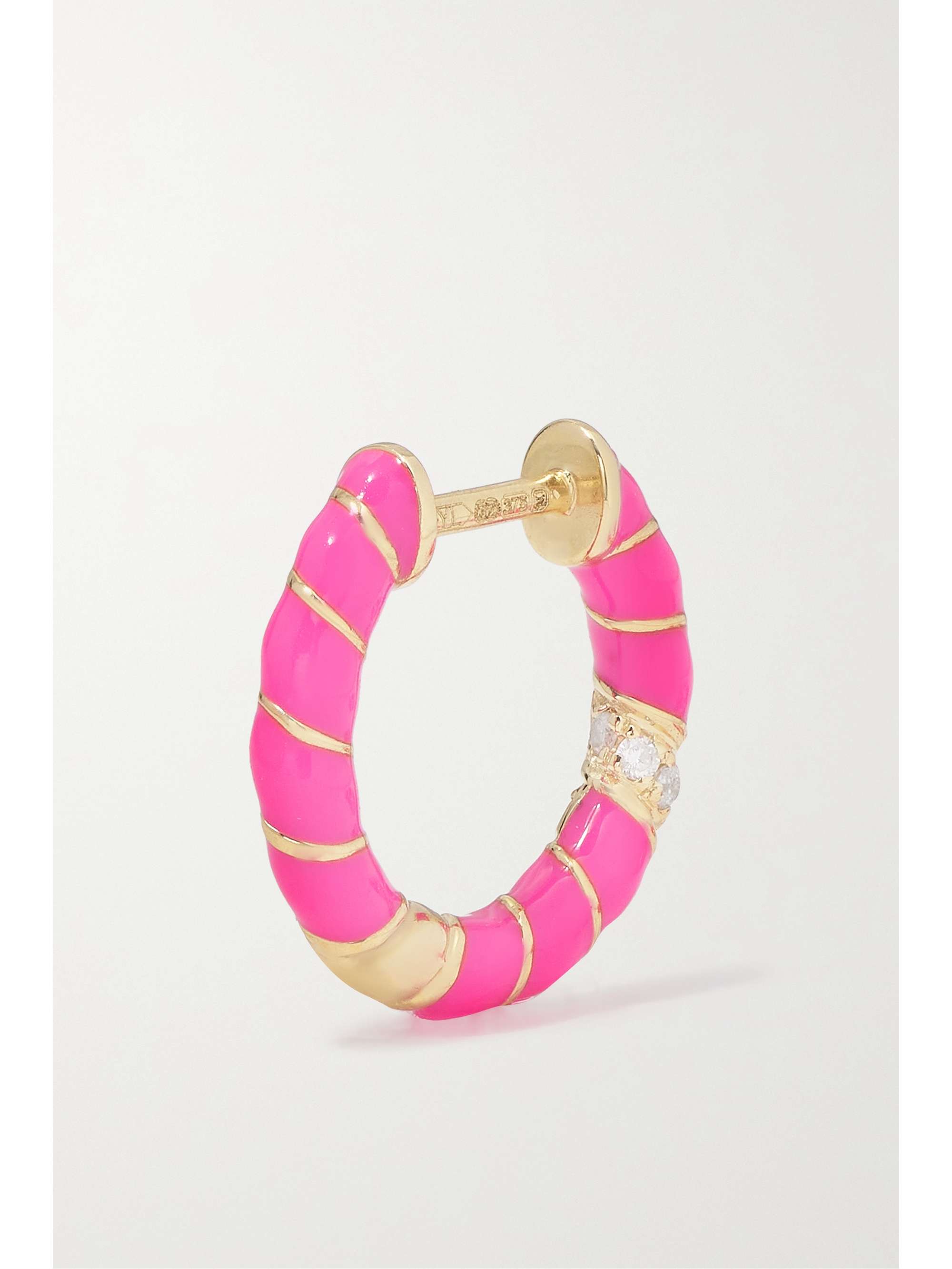 YVONNE LÉON 9-karat gold, enamel and diamond hoop earrings