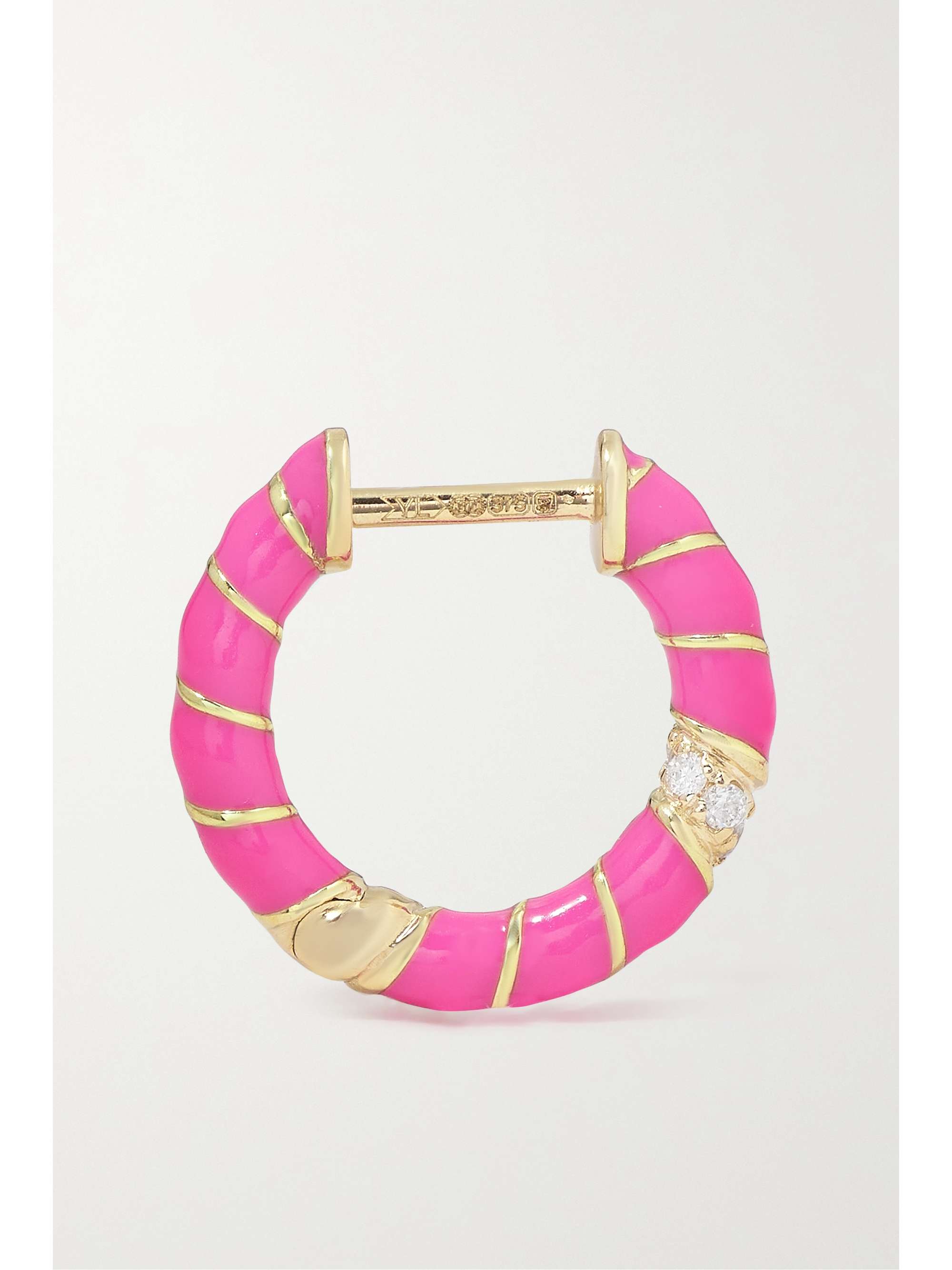 YVONNE LÉON 9-karat gold, enamel and diamond hoop earrings