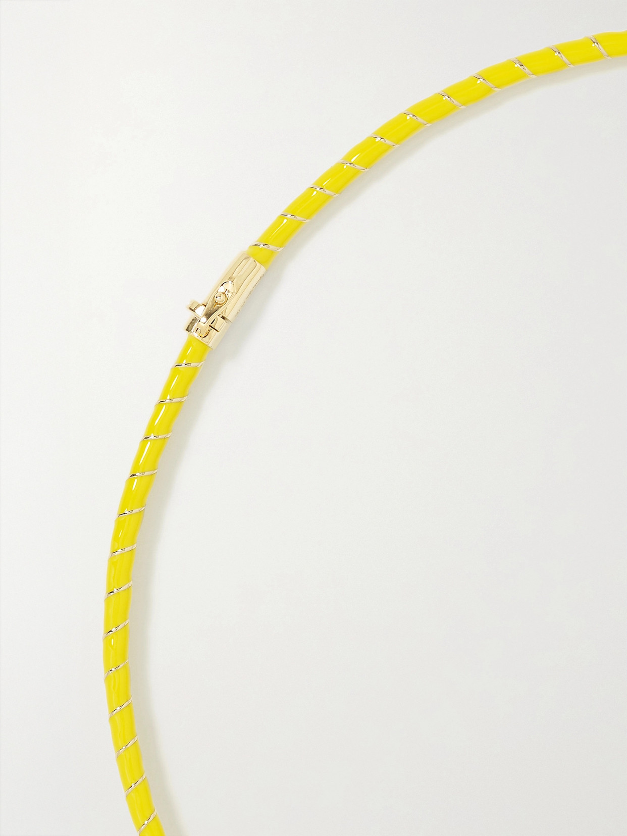 Shop Yvonne Léon 9-karat Gold, Enamel And Diamond Necklace In Yellow