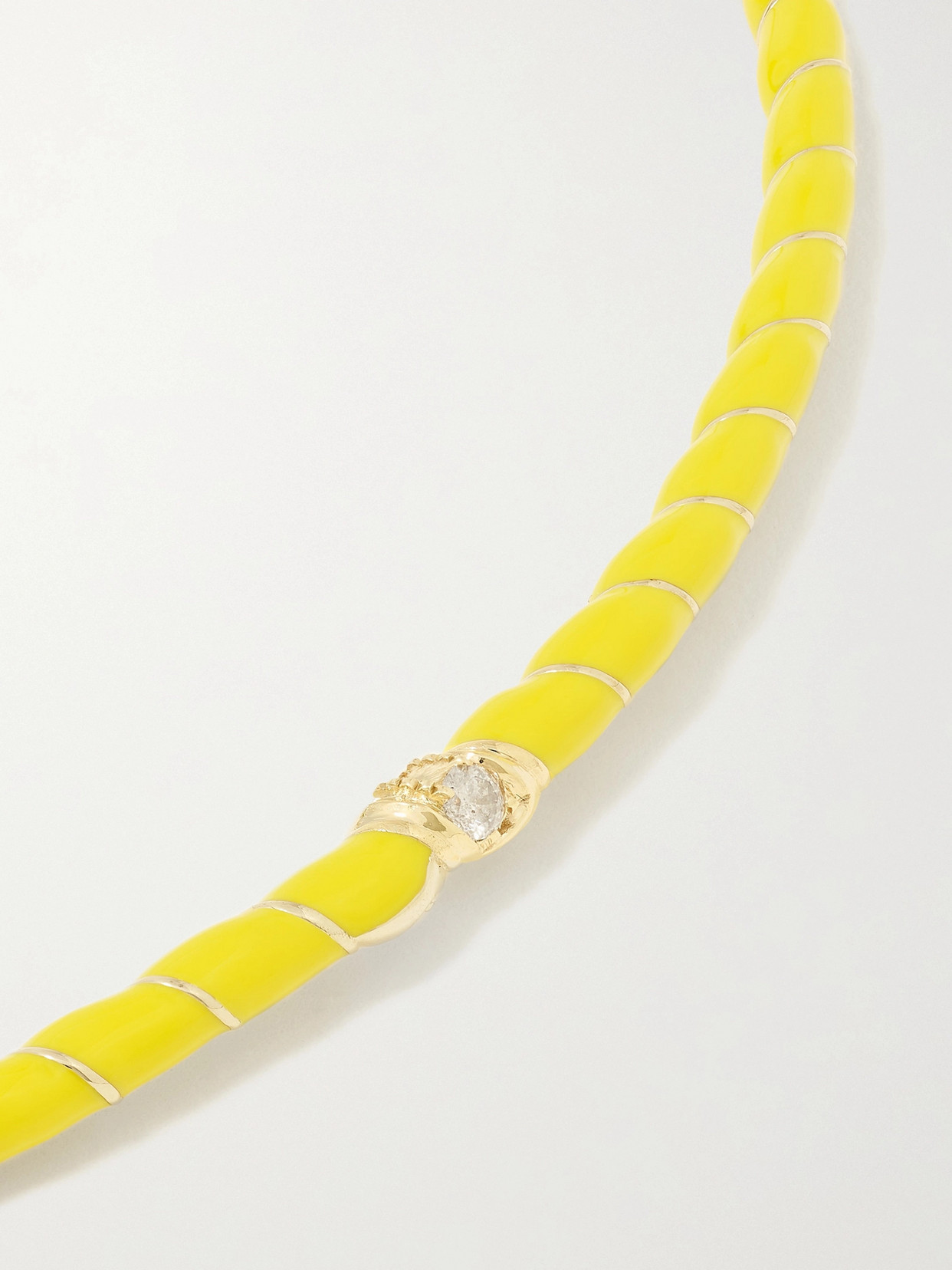 Shop Yvonne Léon 9-karat Gold, Enamel And Diamond Necklace In Yellow