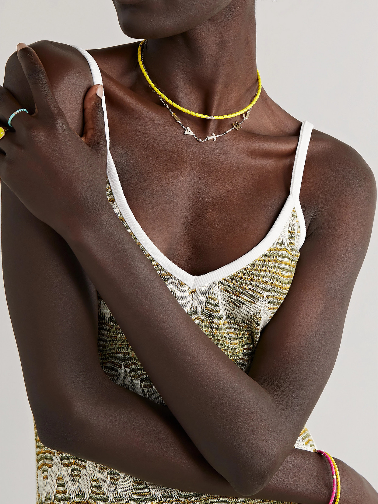 Shop Yvonne Léon 9-karat Gold, Enamel And Diamond Necklace In Yellow