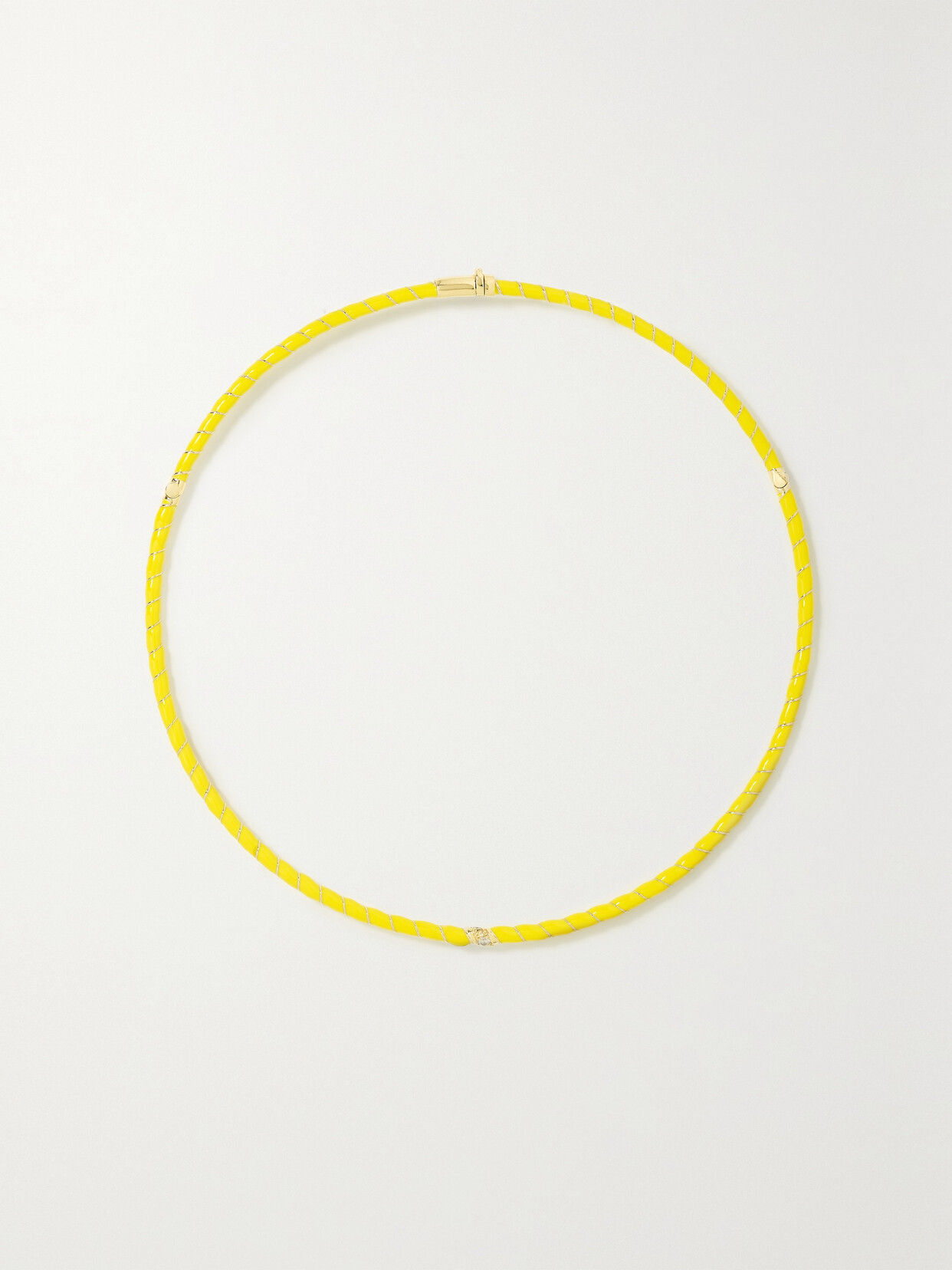 Yvonne Léon 9-karat Gold, Enamel And Diamond Necklace In Yellow