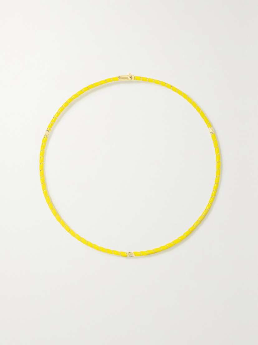 Yvonne Léon 9-karat Gold, Enamel And Diamond Necklace