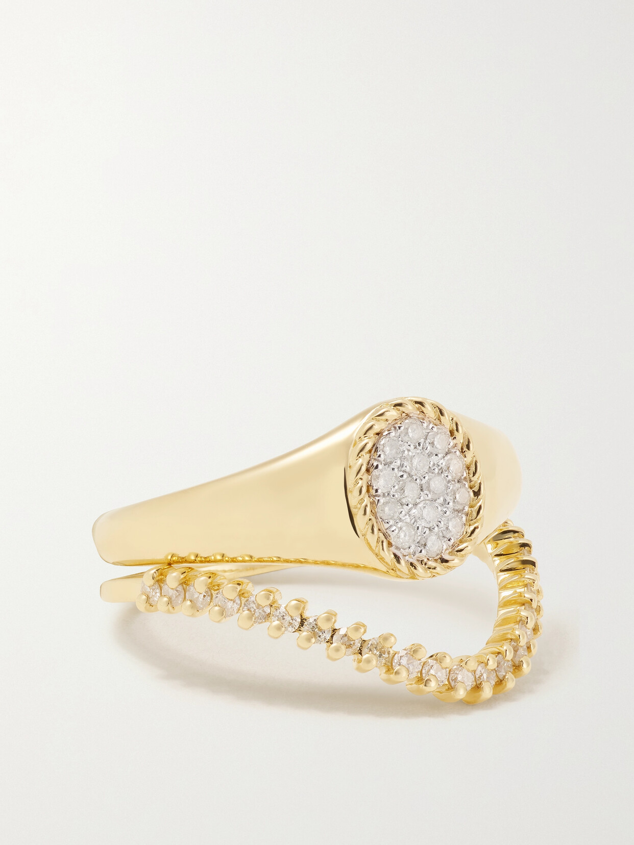 Yvonne Léon 9-karat Gold Diamond Signet Ring Set