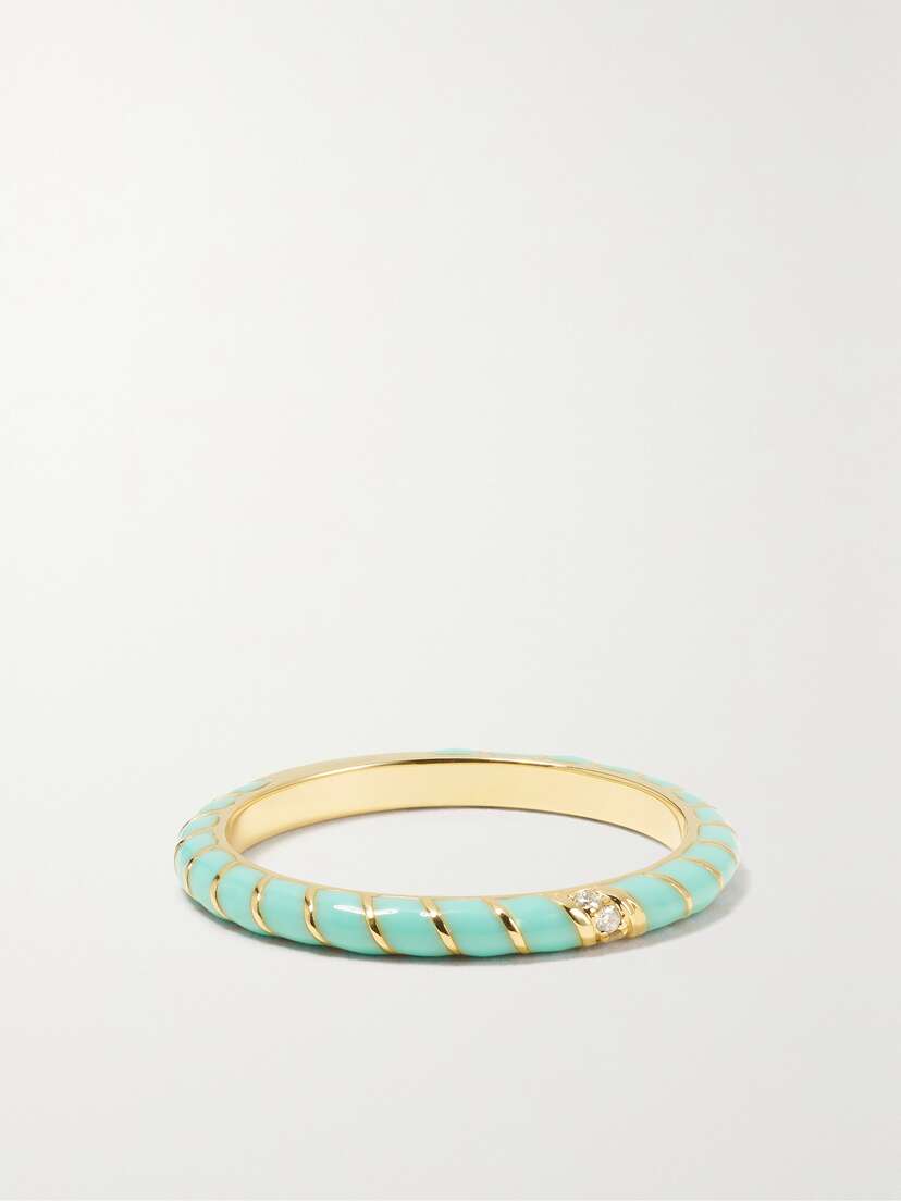 Yvonne Léon Alliance 9-karat Gold, Enamel And Diamond Ring