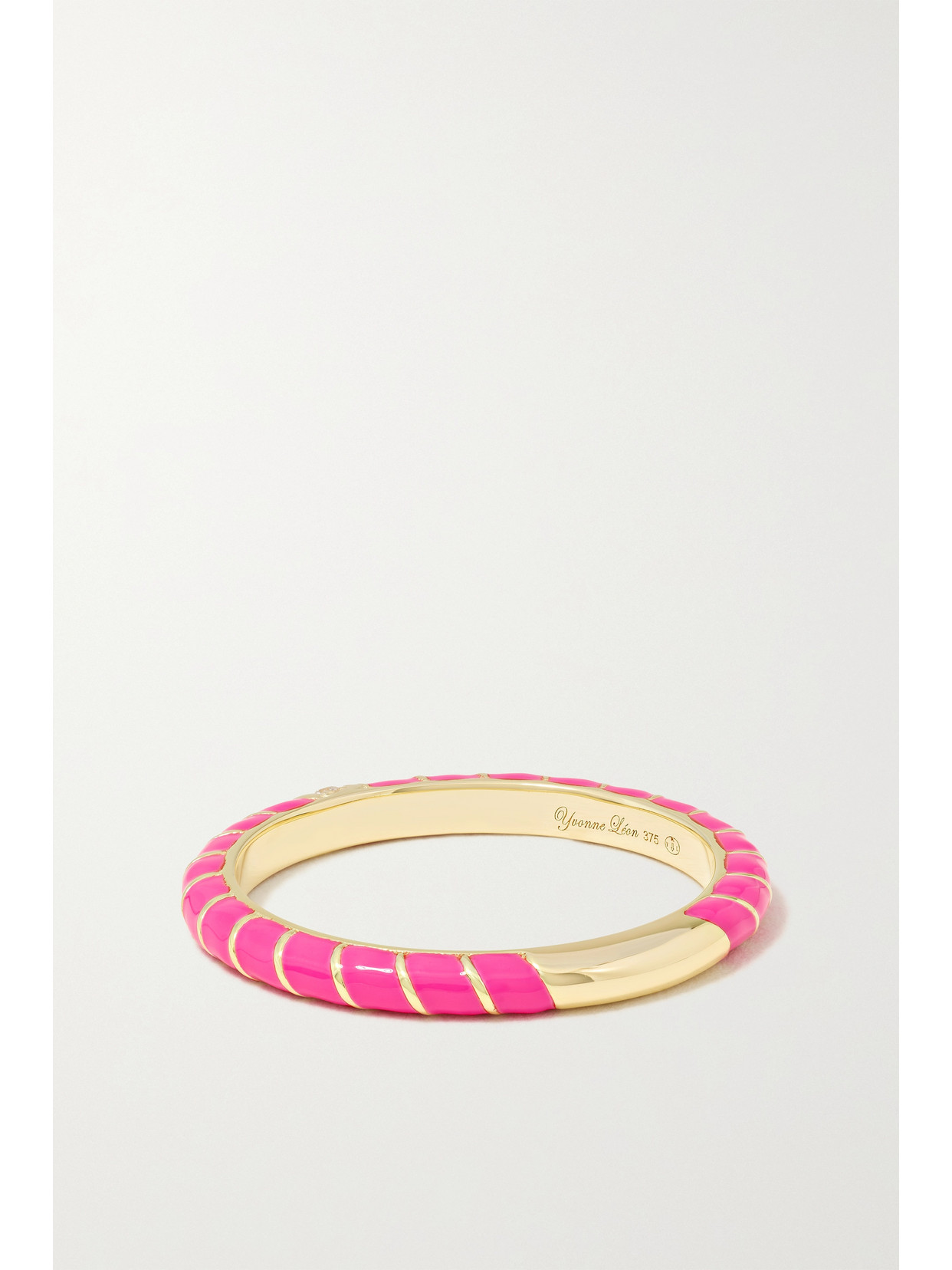 Shop Yvonne Léon Alliance 9-karat Gold, Enamel And Diamond Ring In Pink