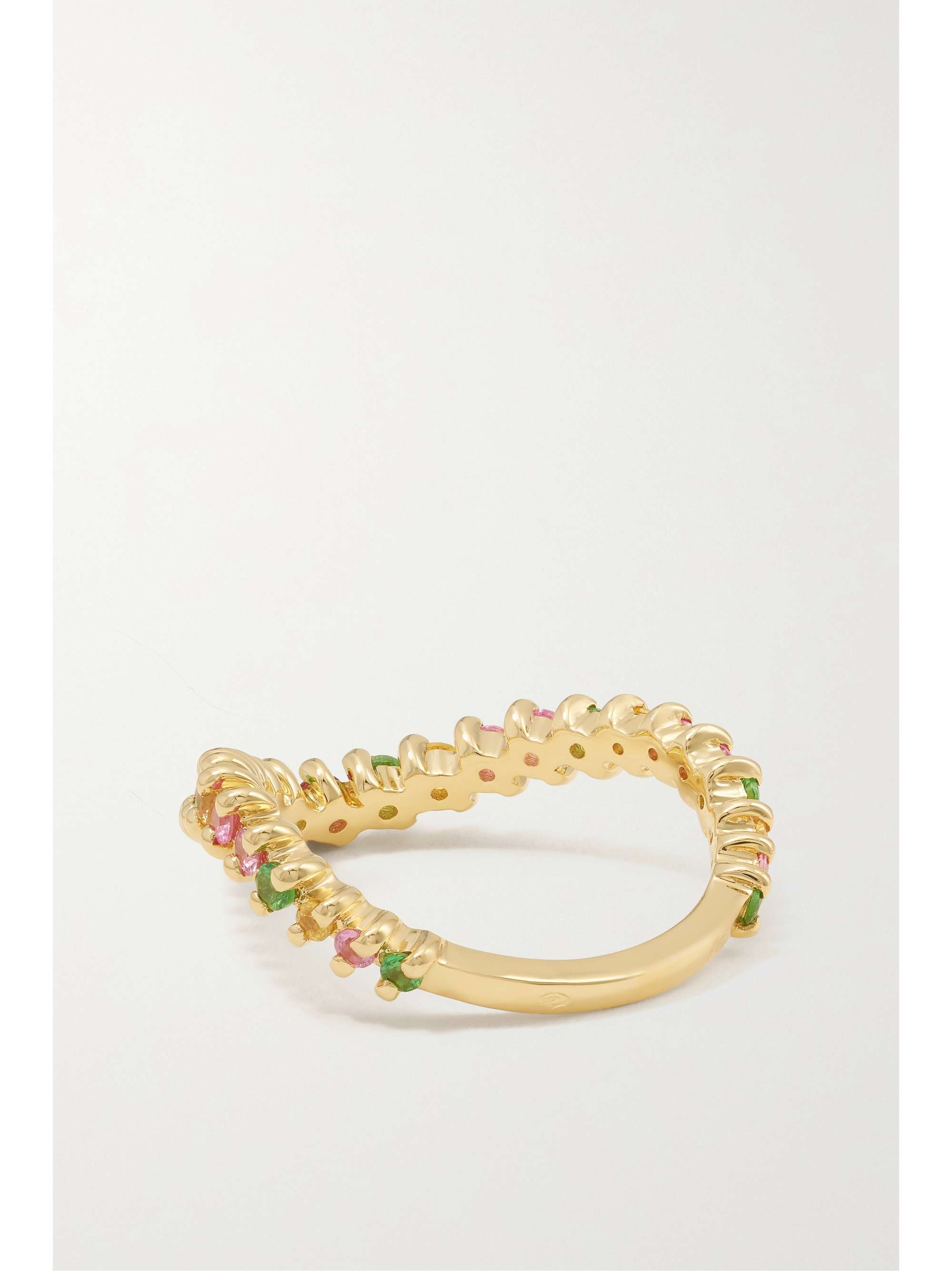 YVONNE LÉON Alliance Vague 18-karat gold, sapphire and tsavorite ring