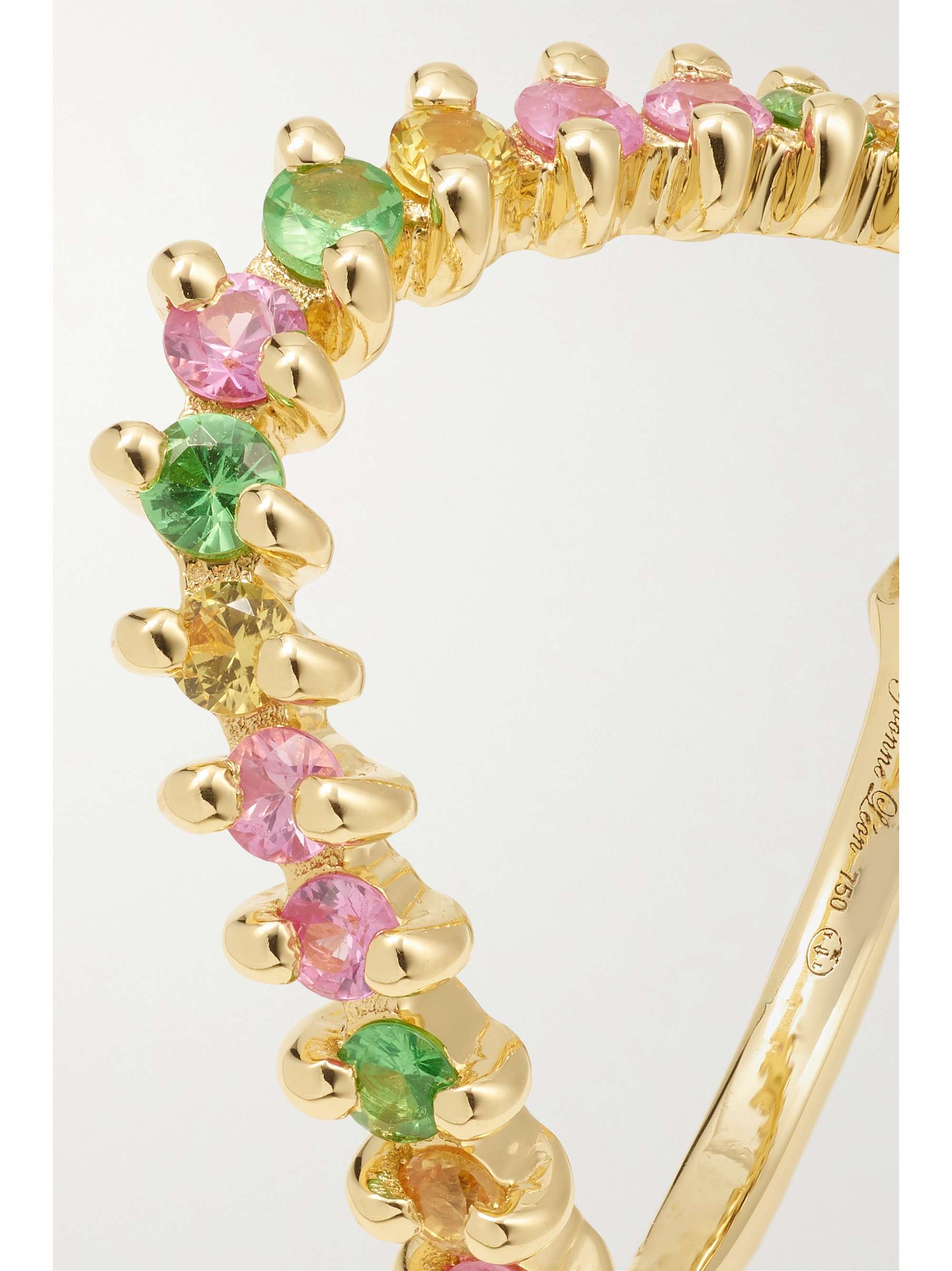 YVONNE LÉON Alliance Vague 18-karat gold, sapphire and tsavorite ring