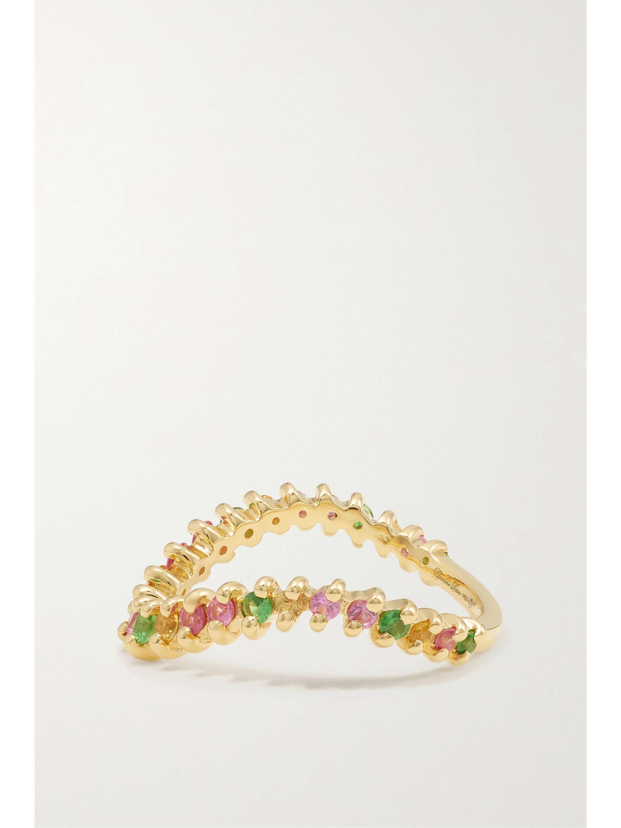 YVONNE LÉON Alliance Vague 18-karat gold, sapphire and tsavorite ring
