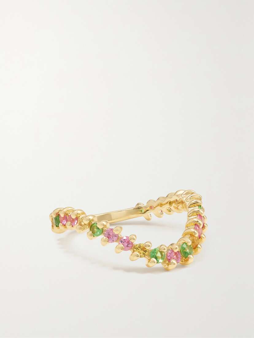 Yvonne Léon Alliance Vague 18-karat Gold, Sapphire And Tsavorite Ring