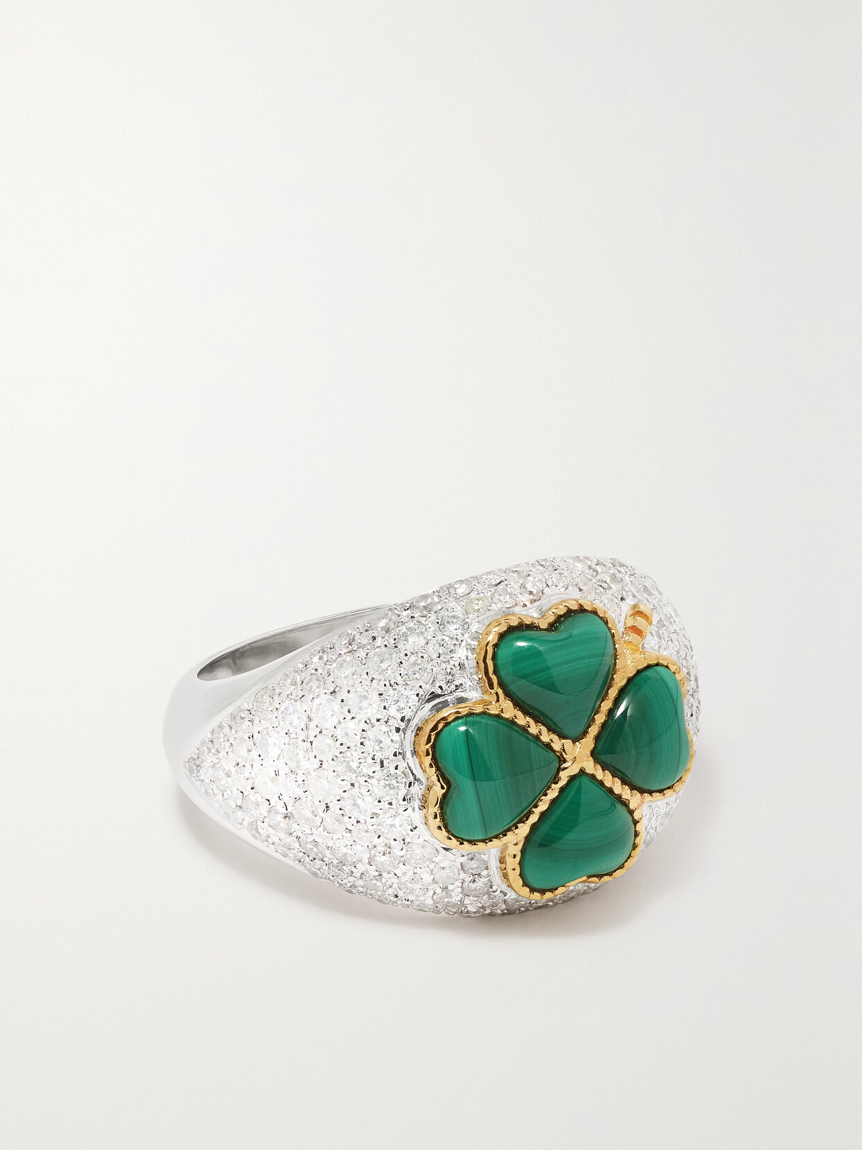Yvonne Léon 9-karat White And Yellow Gold, Malachite And Diamond Ring