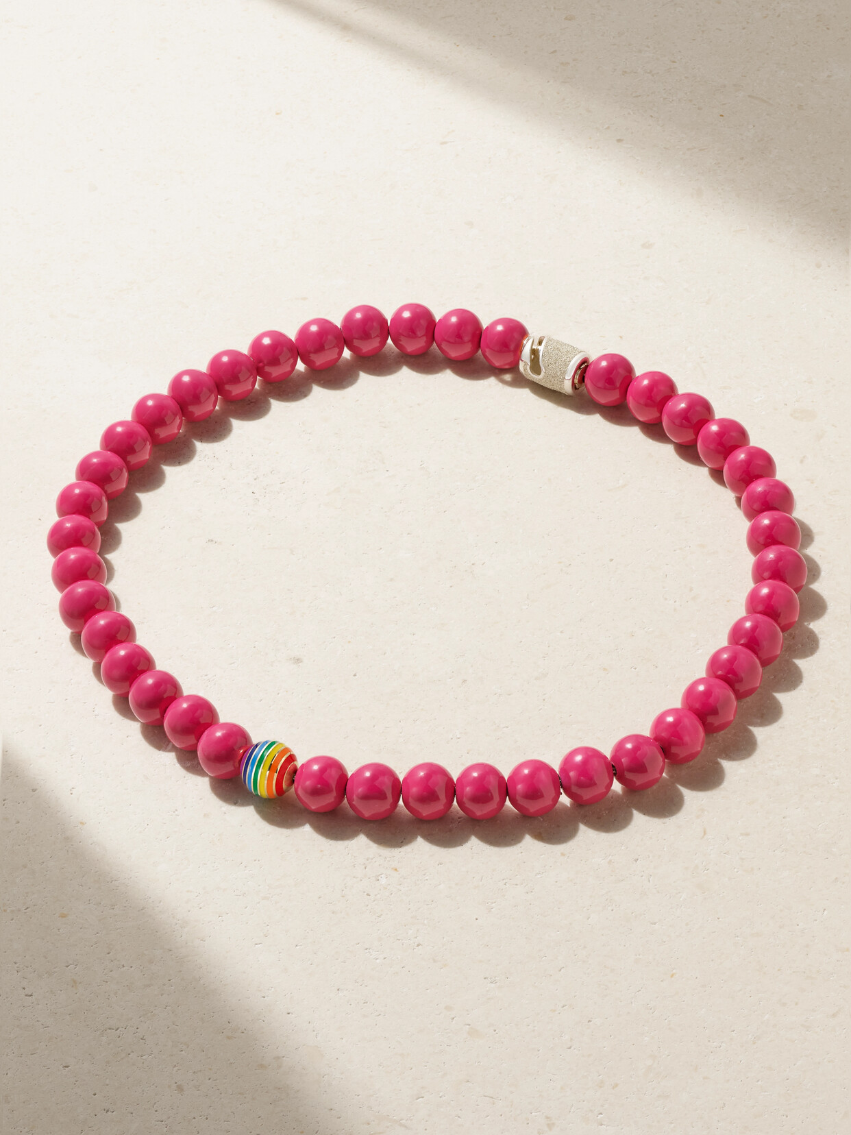 Lauren Rubinski - Sterling Silver, 14-karat Gold And Enamel Necklace - Pink