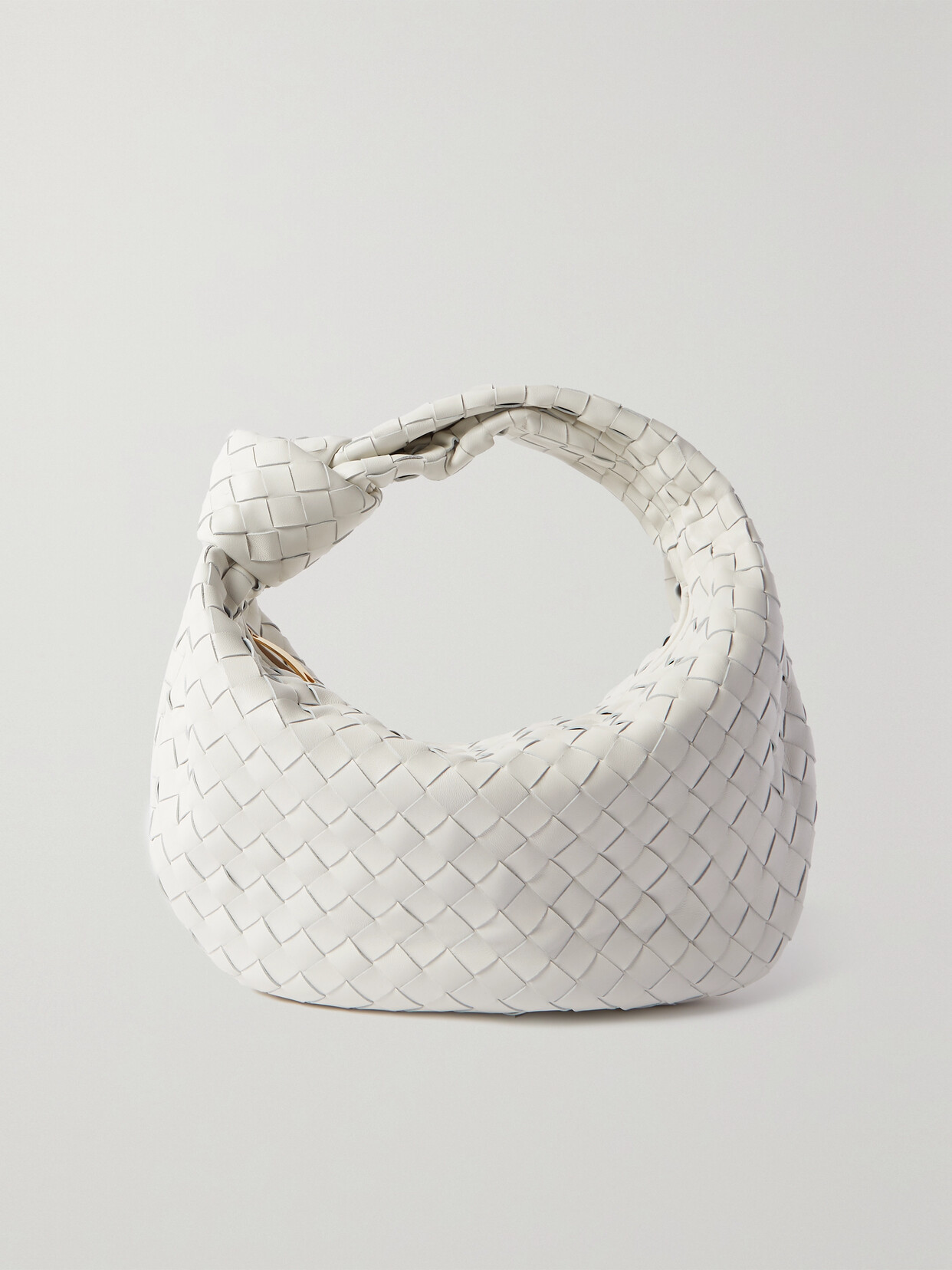 Bottega Veneta Jodie Teen Knotted Intrecciato Leather Tote In White