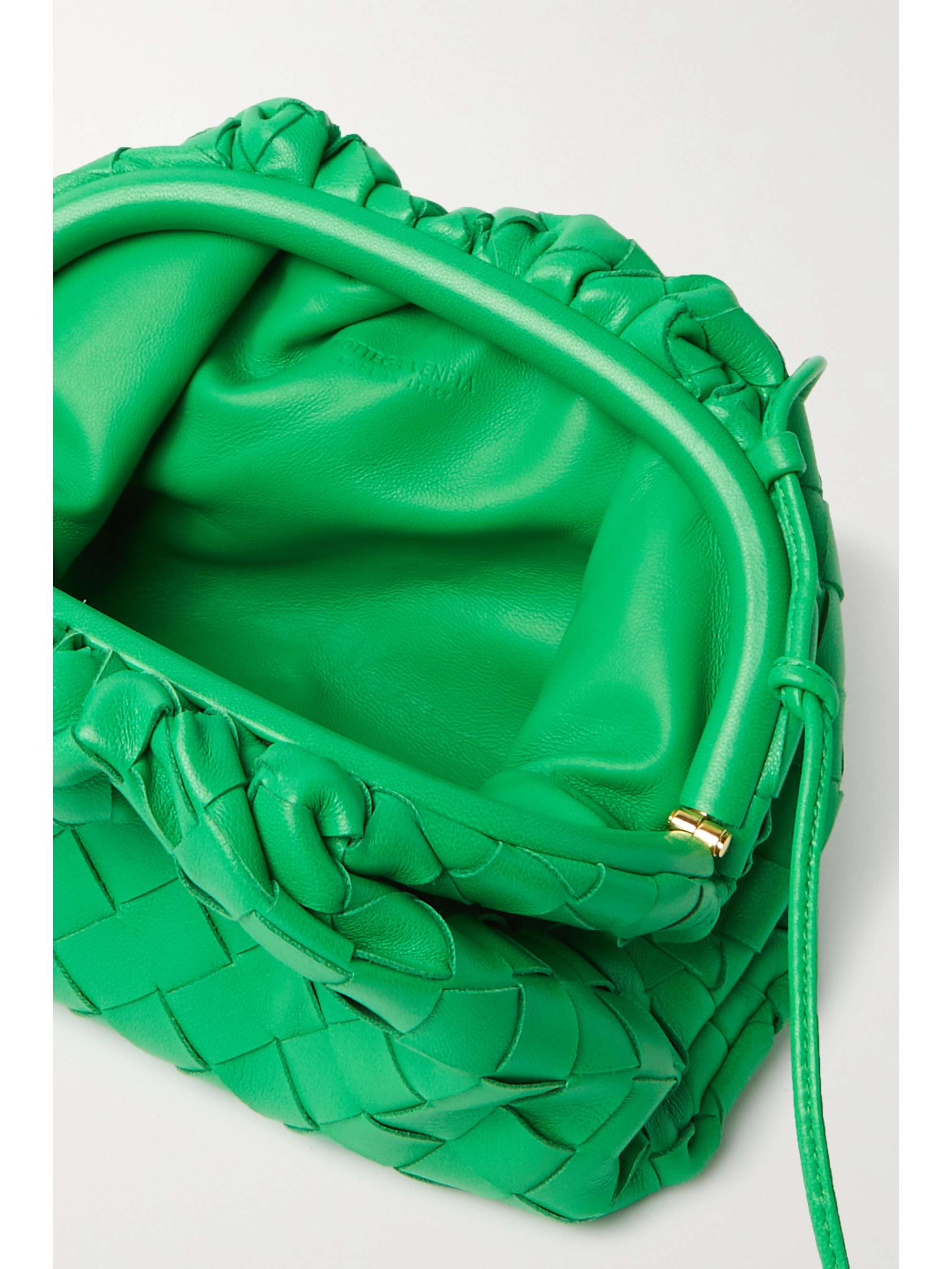 The Pouch small gathered intrecciato leather clutch