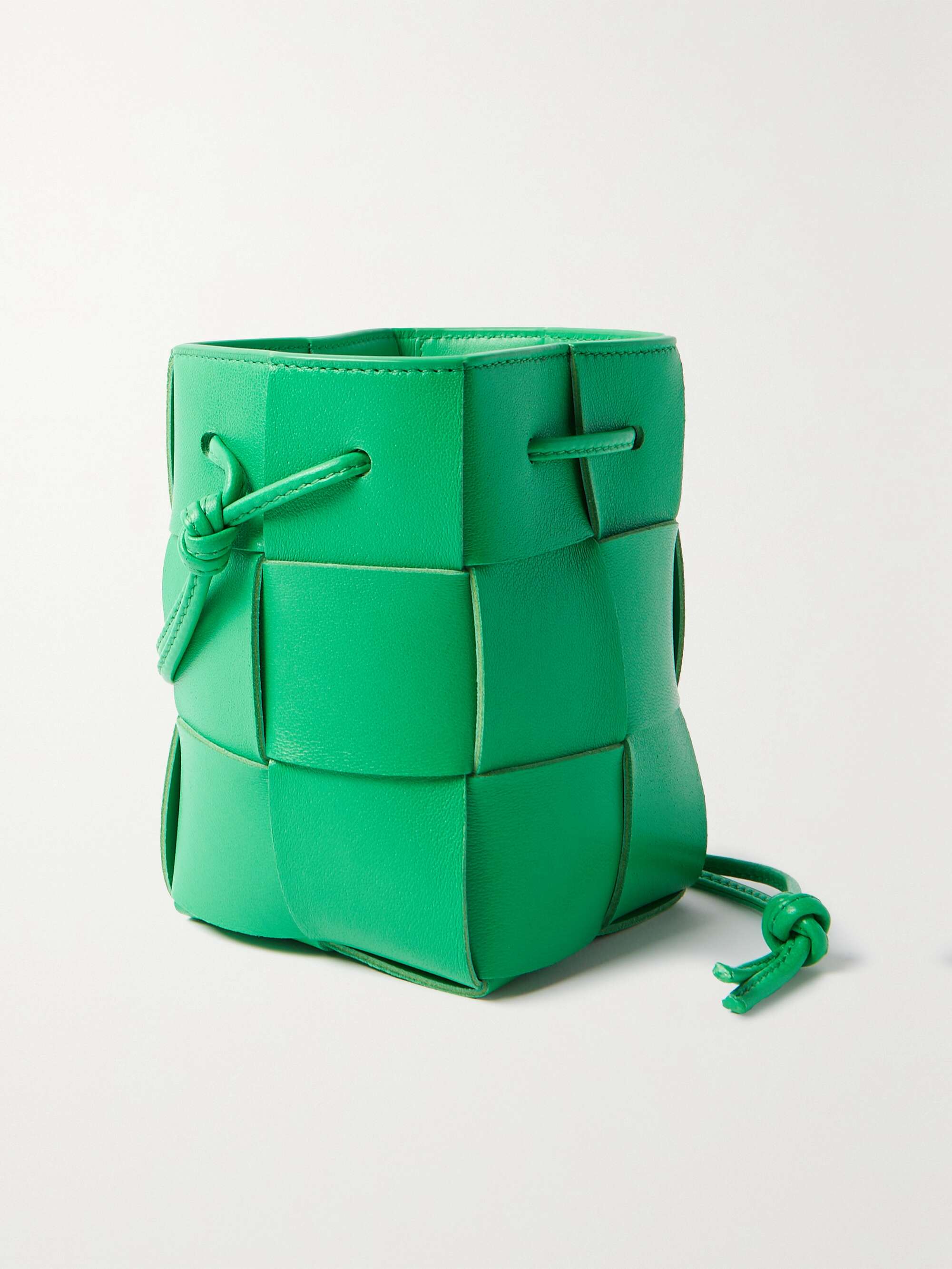 Bottega Veneta Parakeet Green Intrecciato Woven Leather Mini Loop