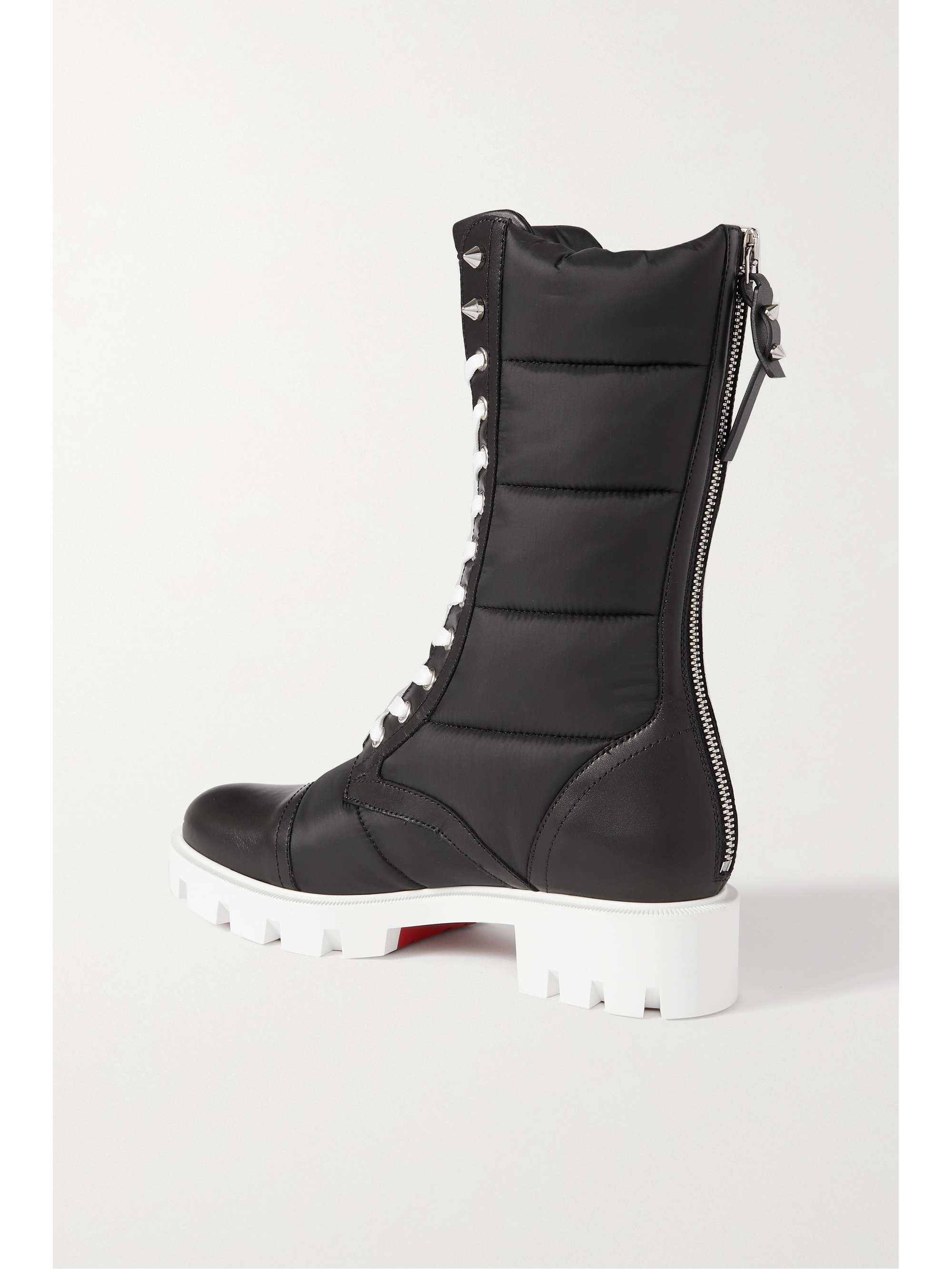 CHRISTIAN LOUBOUTIN Pavleta studded quilted glossed-shell and iridescent leather ankle boots