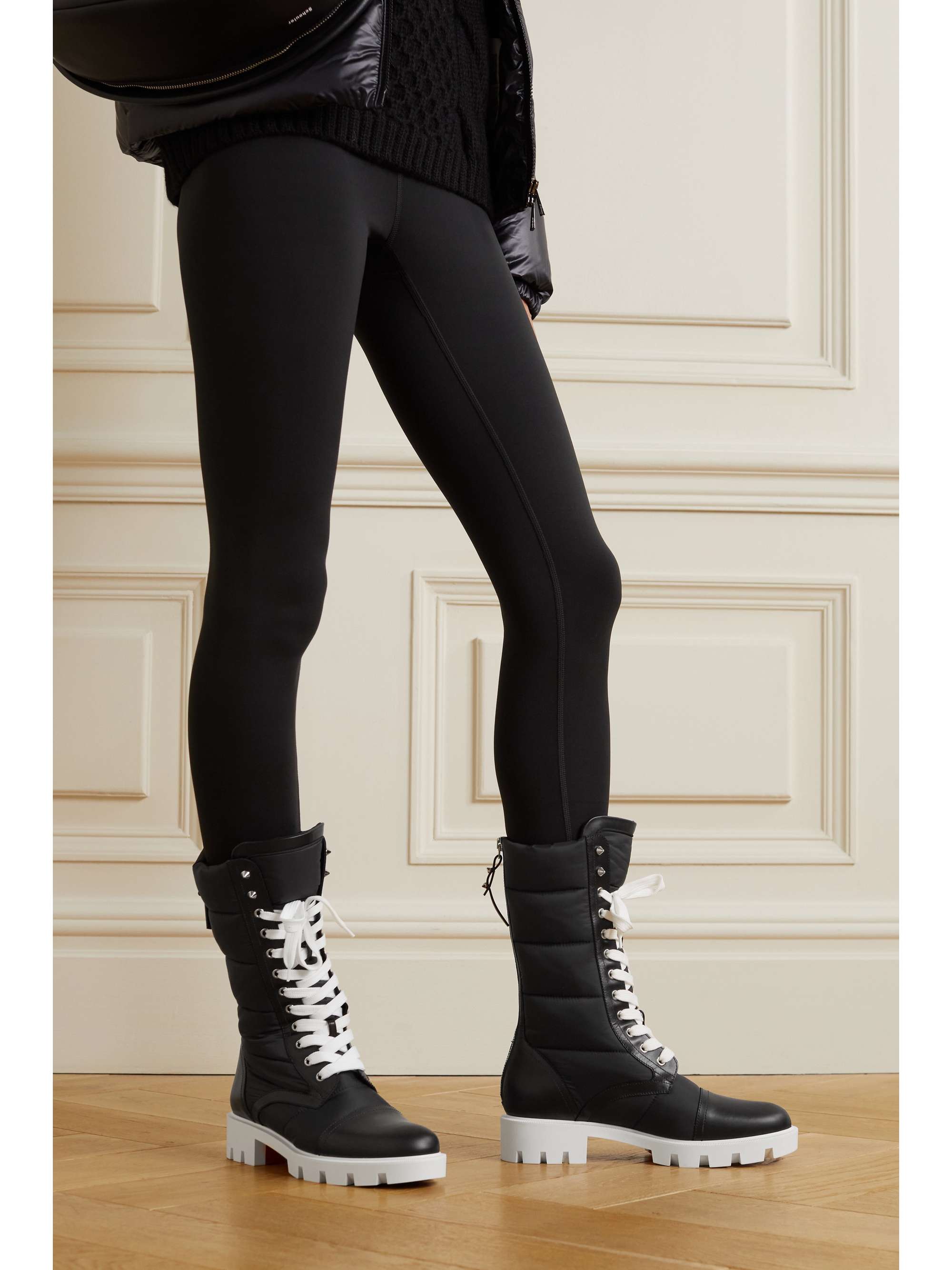 CHRISTIAN LOUBOUTIN Pavleta studded quilted glossed-shell and iridescent leather ankle boots