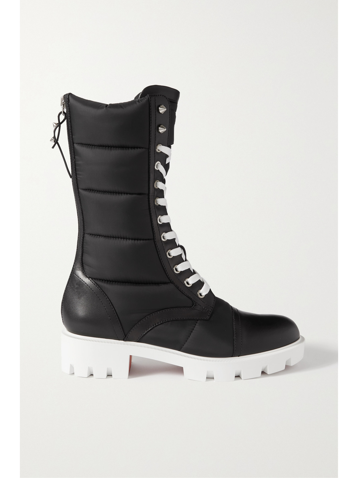 Christian Louboutin Pavleta Leather-trimmed Quilted Shell Boots In Black