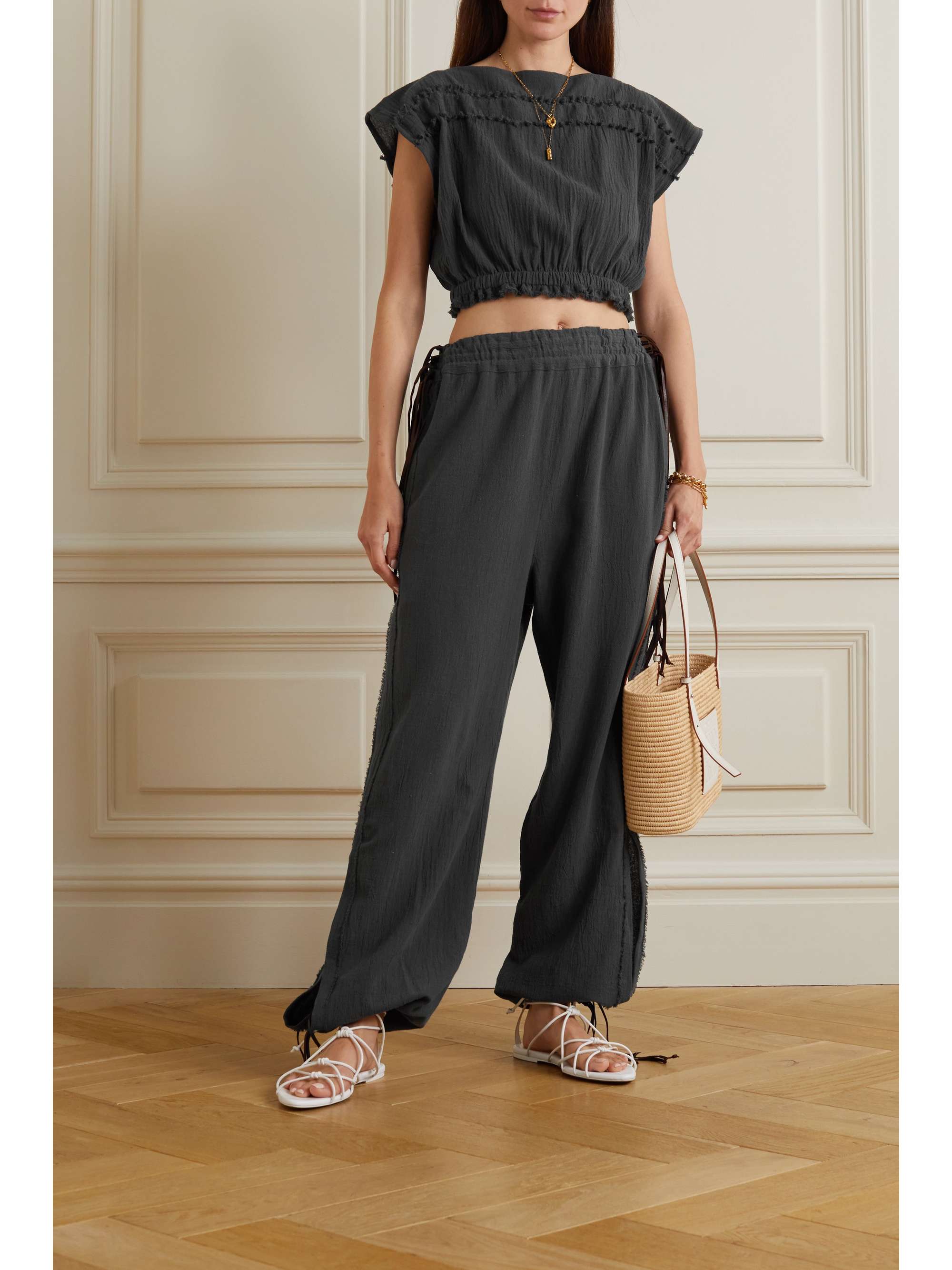 NET SUSTAIN Tesmukuy leather-trimmed 