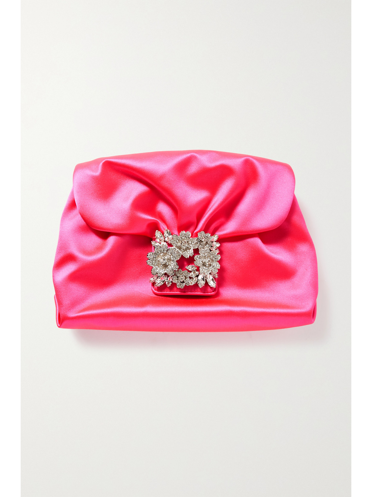 Roger Vivier - Rv Bouquet Strass Drape Embellished Satin Clutch - Pink