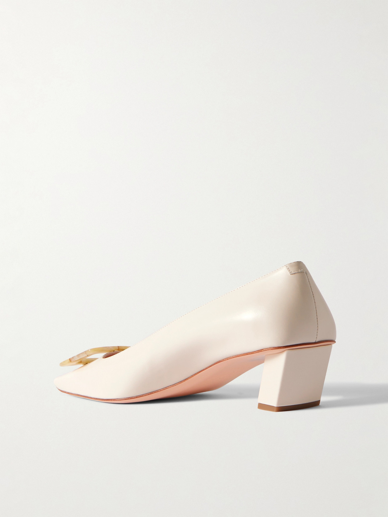 Roger Vivier Belle Vivier Buckled Leather Pumps In Cream