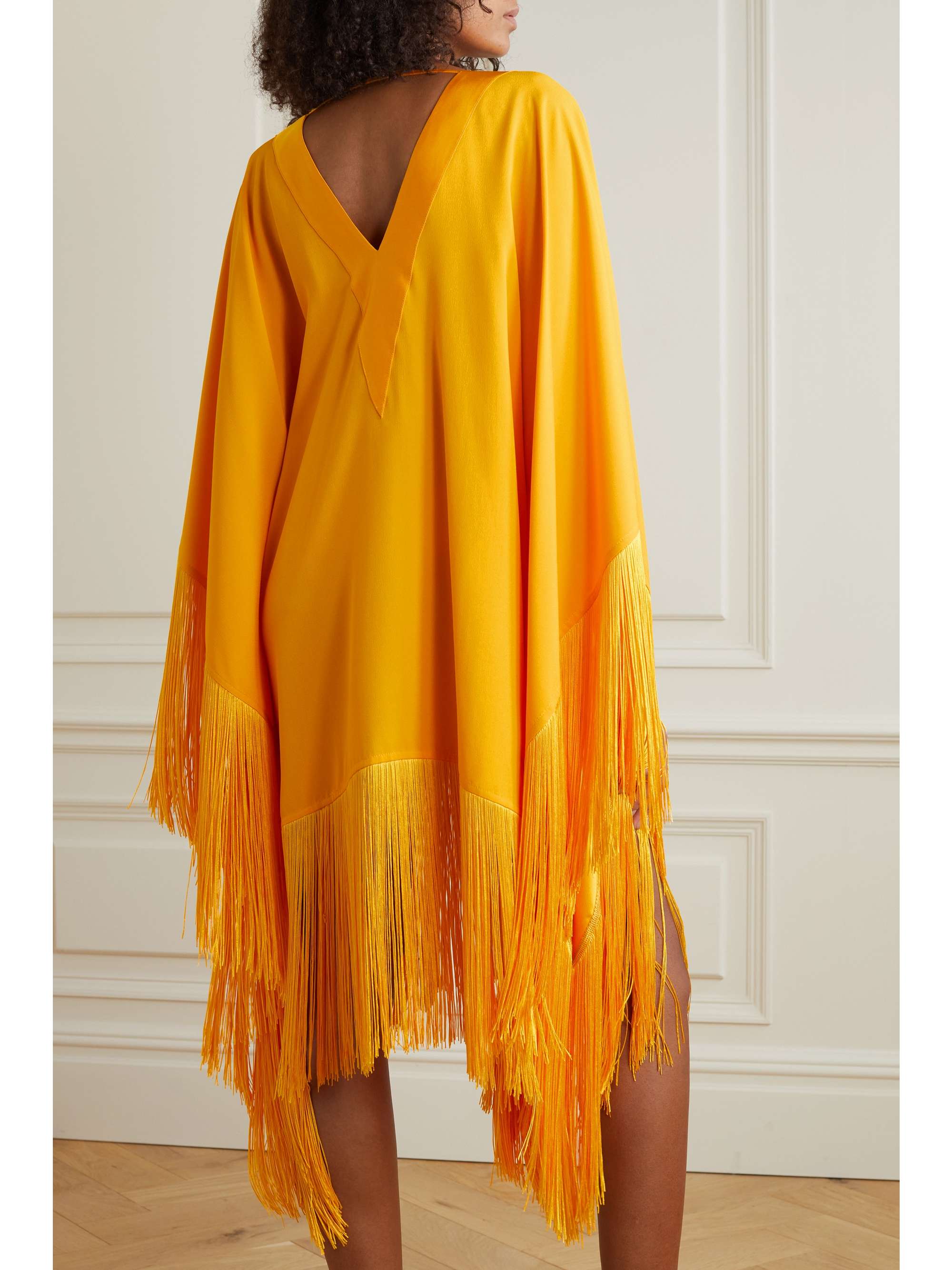 TALLER MARMO + NET SUSTAIN Very Ross fringed satin-moire kaftan