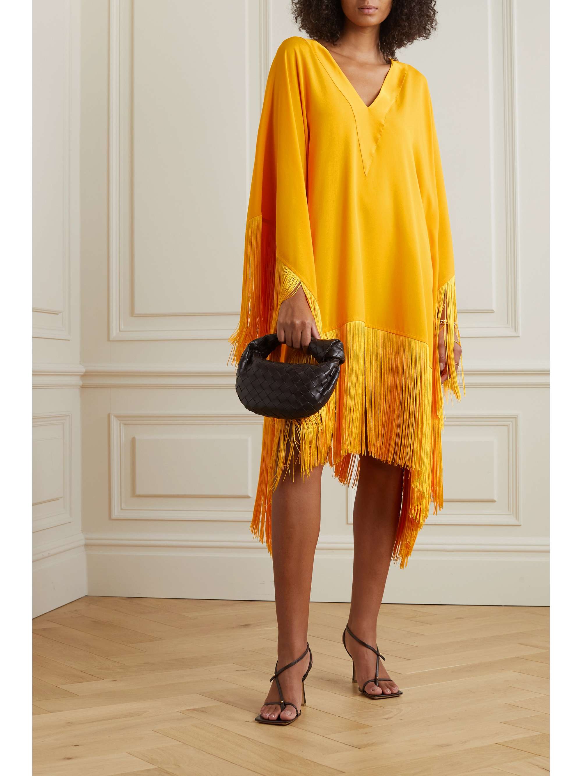 TALLER MARMO + NET SUSTAIN Very Ross fringed satin-moire kaftan