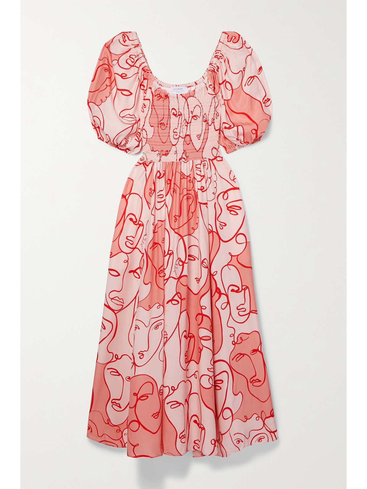 la ligne pink dress La Ligne Off-The-Shoulder Midi Length Dress - Pink Dresses, Clothing - WLALI44055