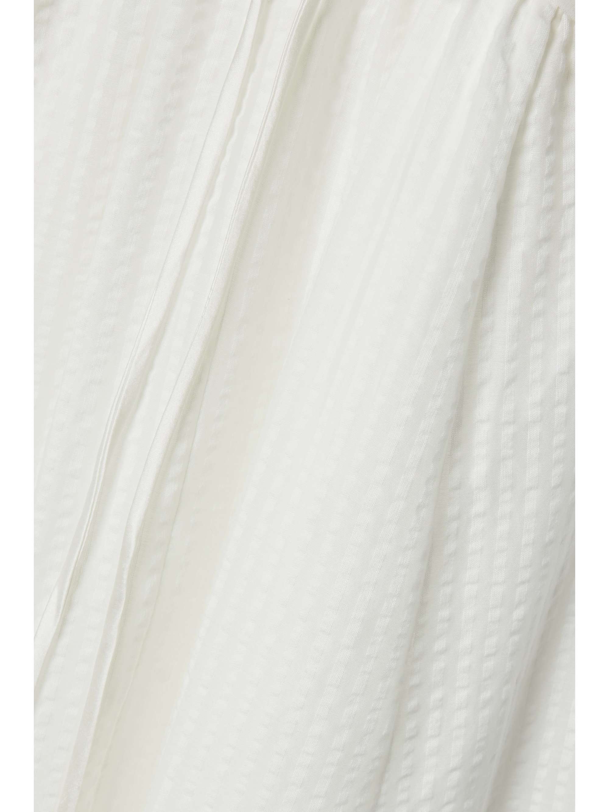 LA LIGNE Shirred cotton and silk-blend seersucker midi dress