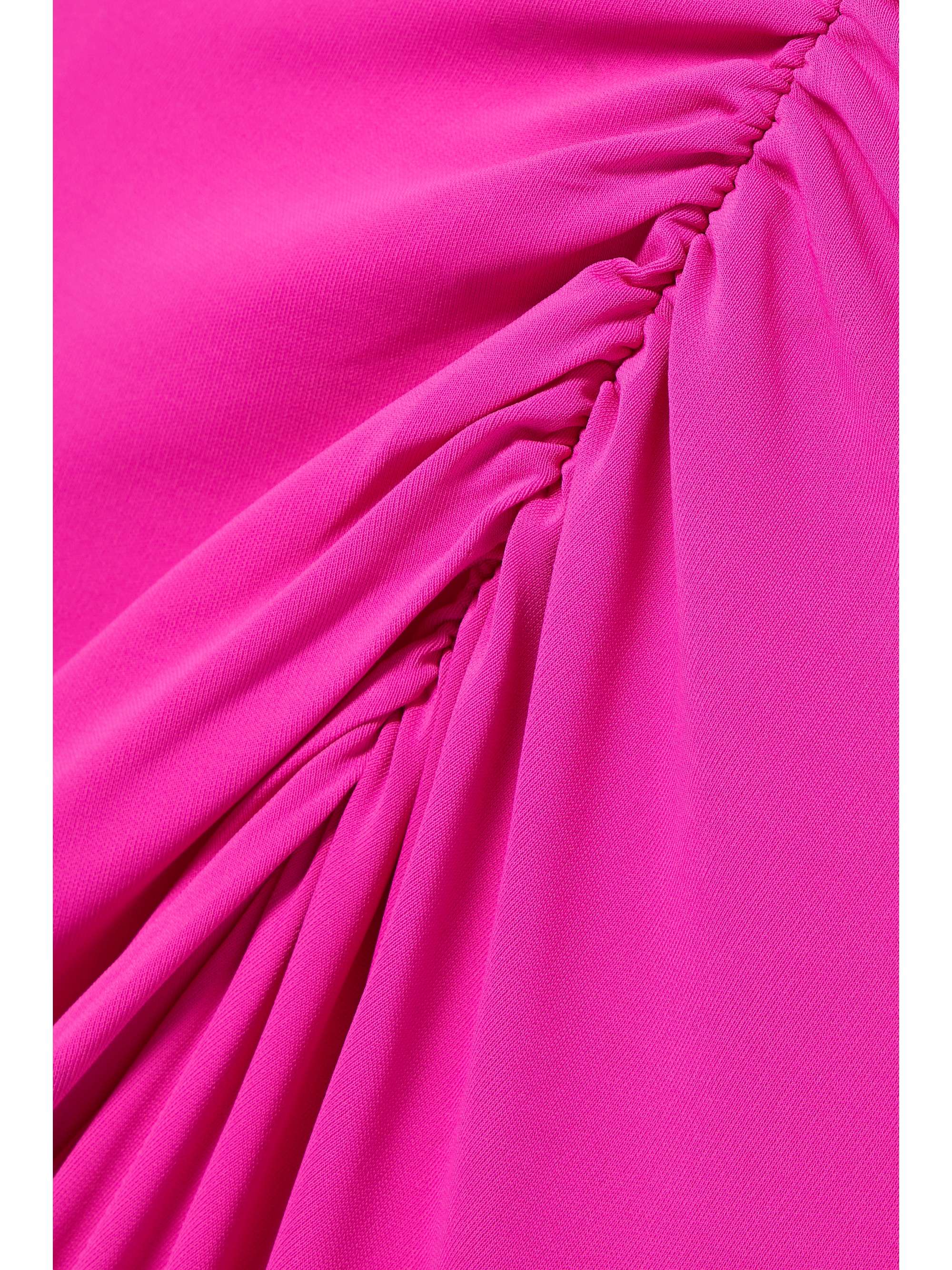 VERONICA BEARD Reze chain-embellished ruched stretch-jersey halterneck maxi dress