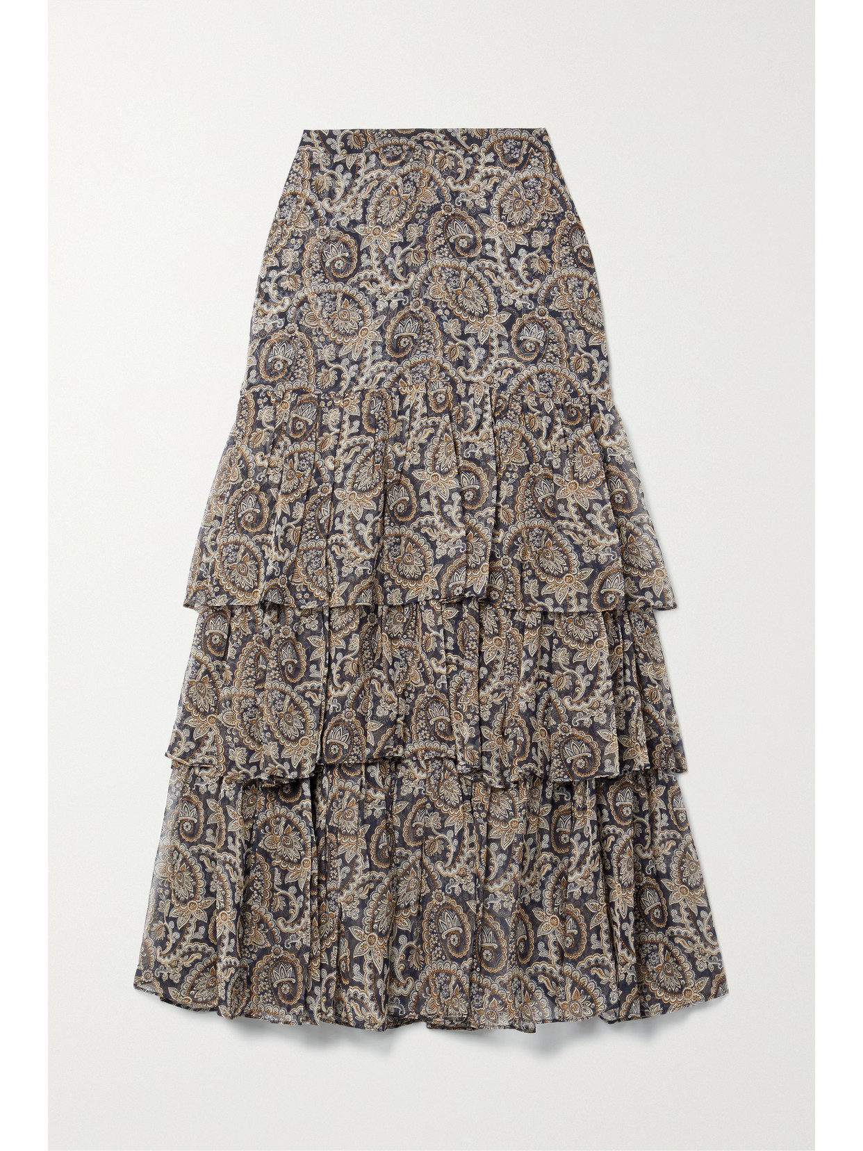 Veronica Beard Shailene Tiered Paisley-print Silk-georgette Midi Skirt
